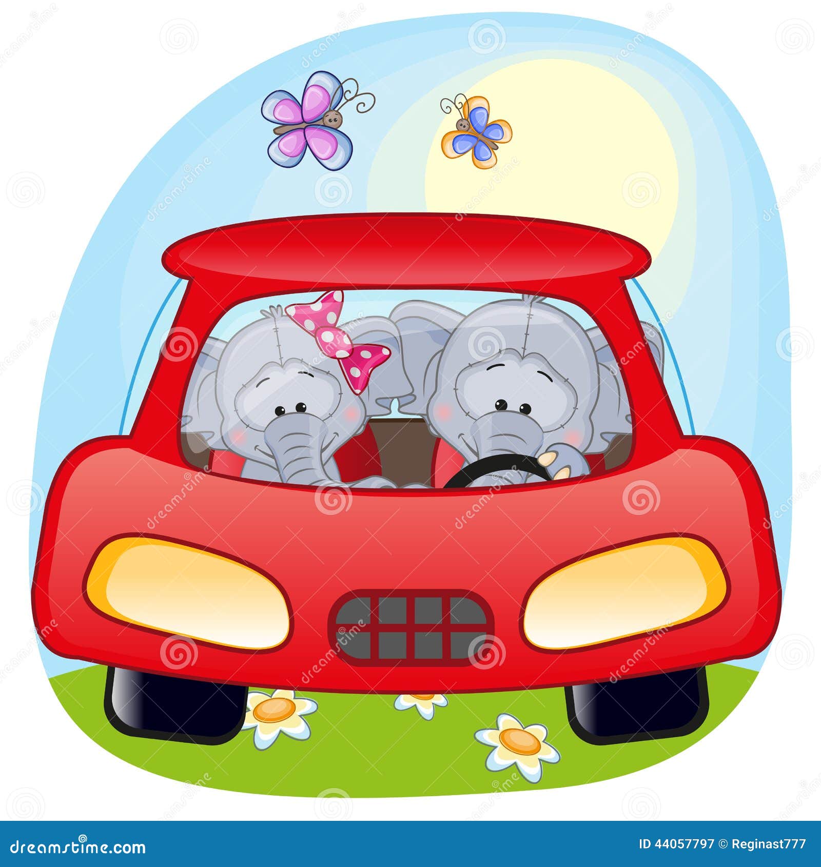 Two Elephants in a car stock vector. Illustration of cute 44057797