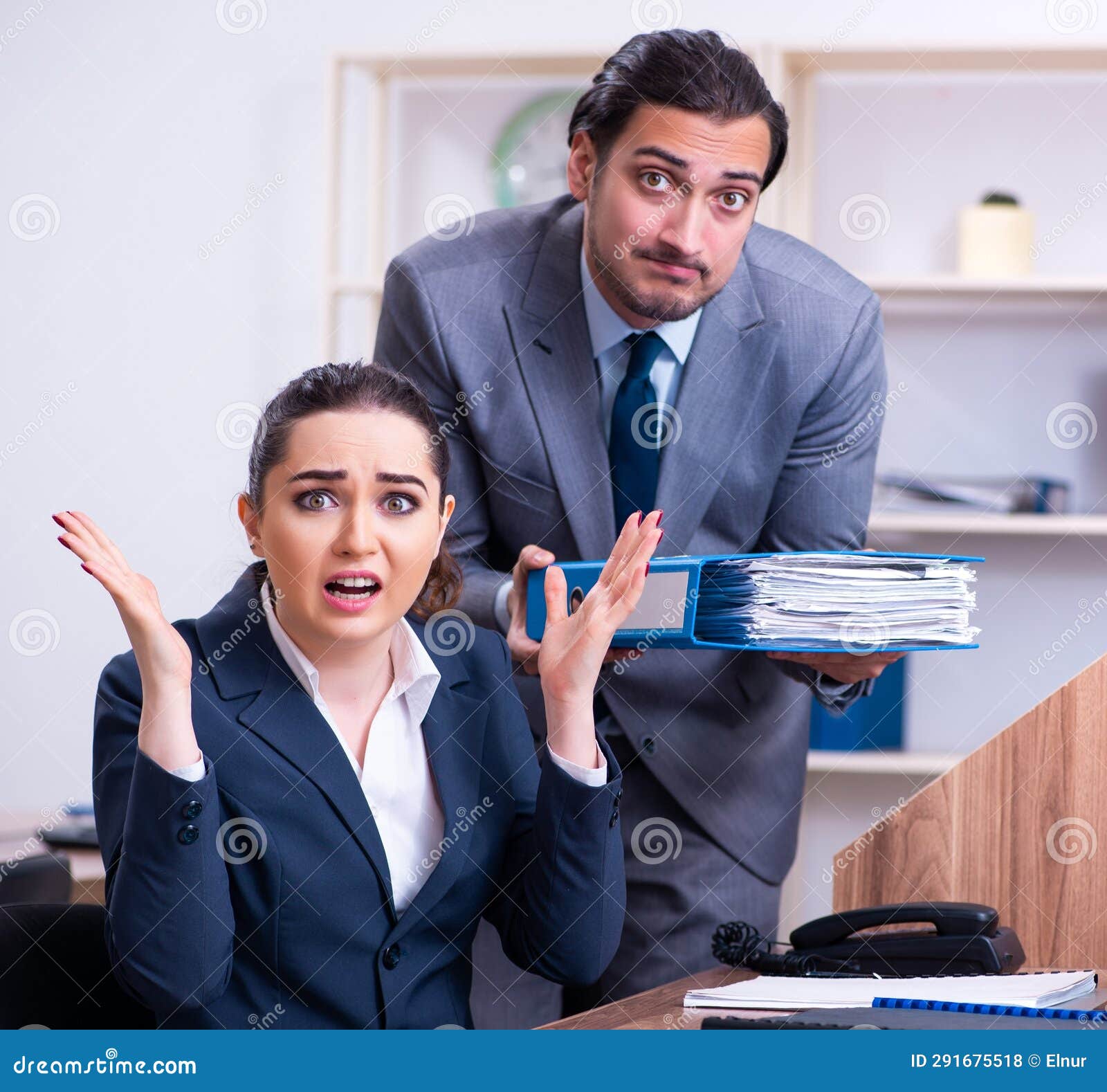 Two Employees Working in the Office Stock Photo Image of depressed