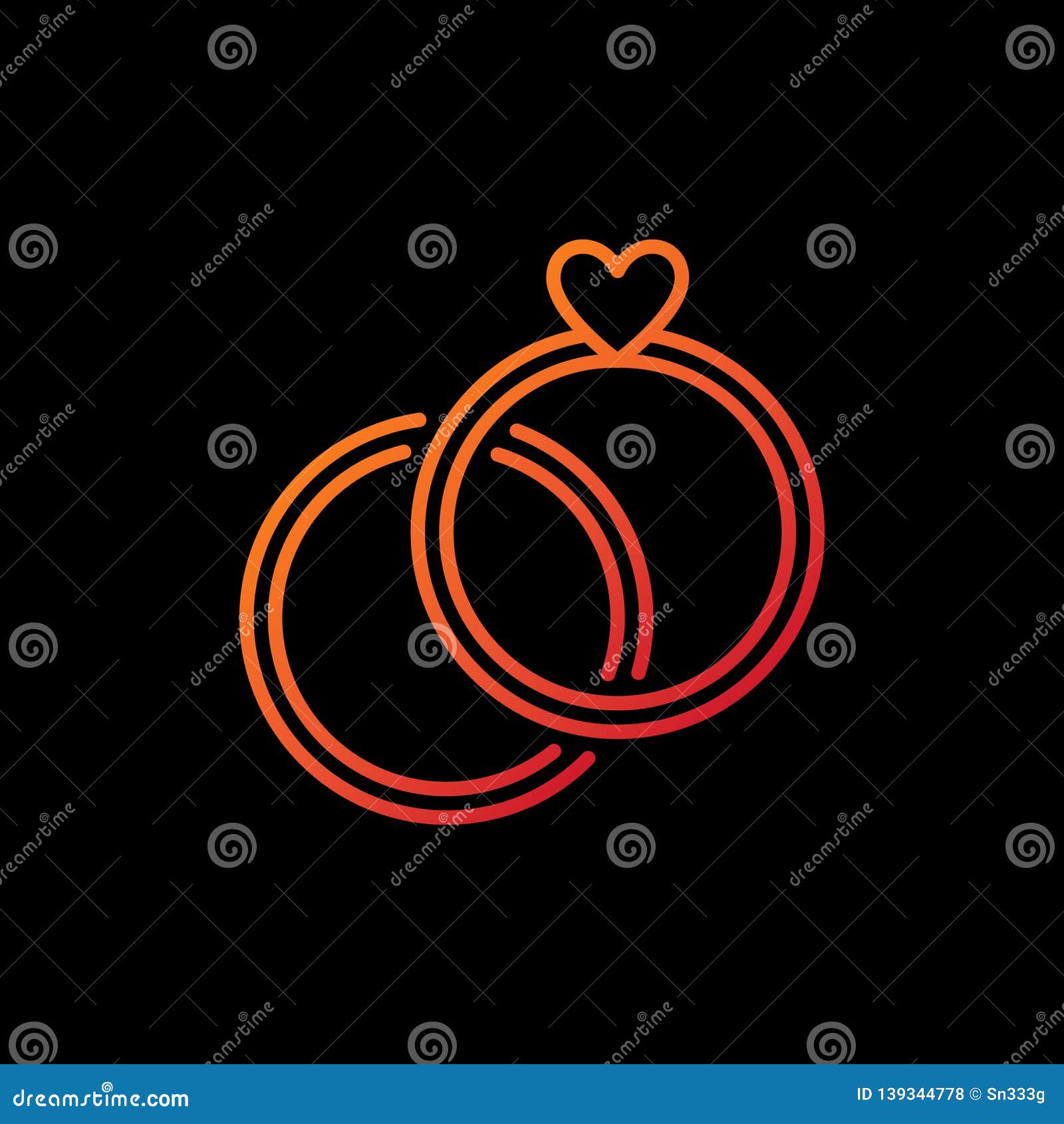 two engagment rings  colorful linear concept icon