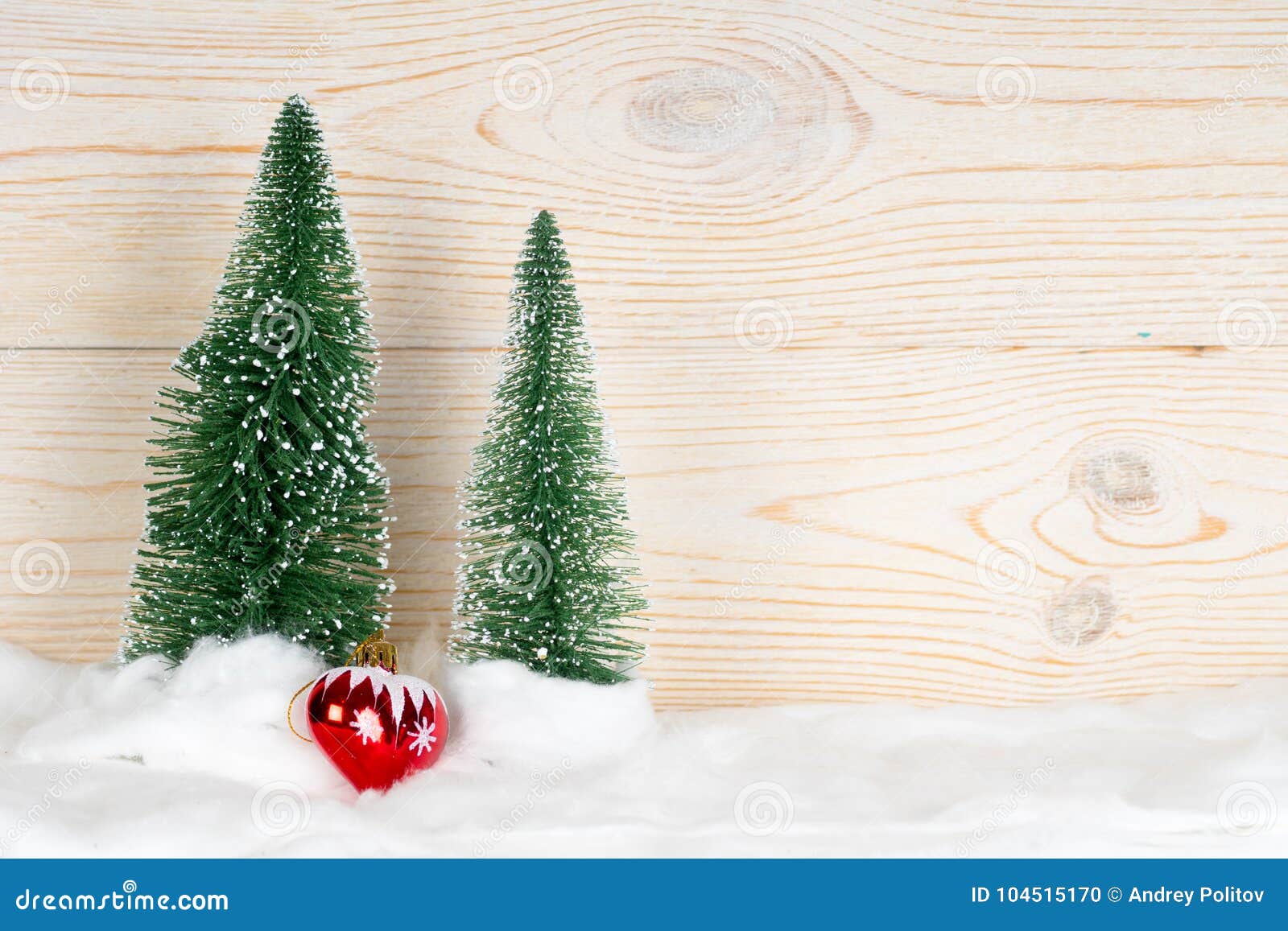 Two Evergreen Fir Trees and Red Heart Stock Photo - Image of miniature ...