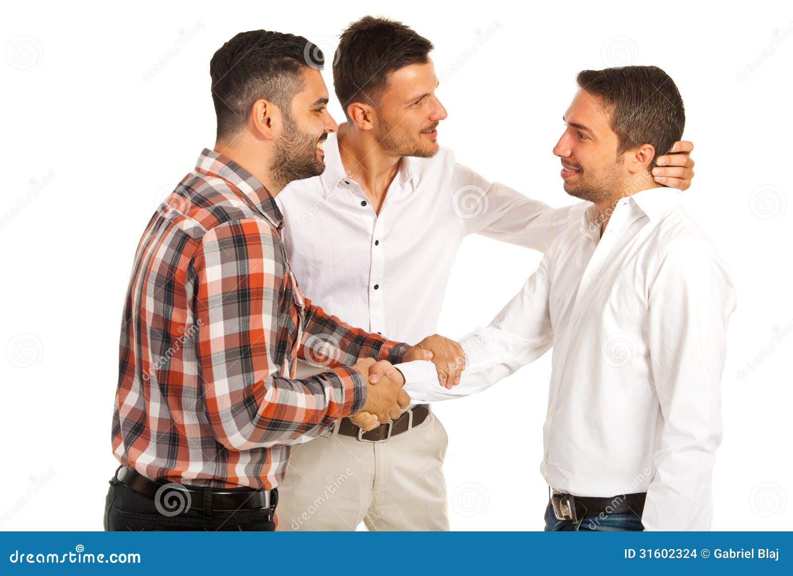 two executives congratulate their colleague