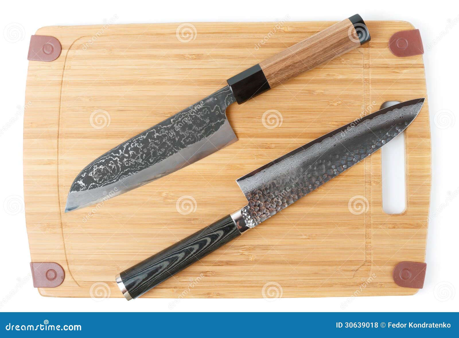 Two Expensive Japanese Knives on Cutting Board Stock Photo Image of