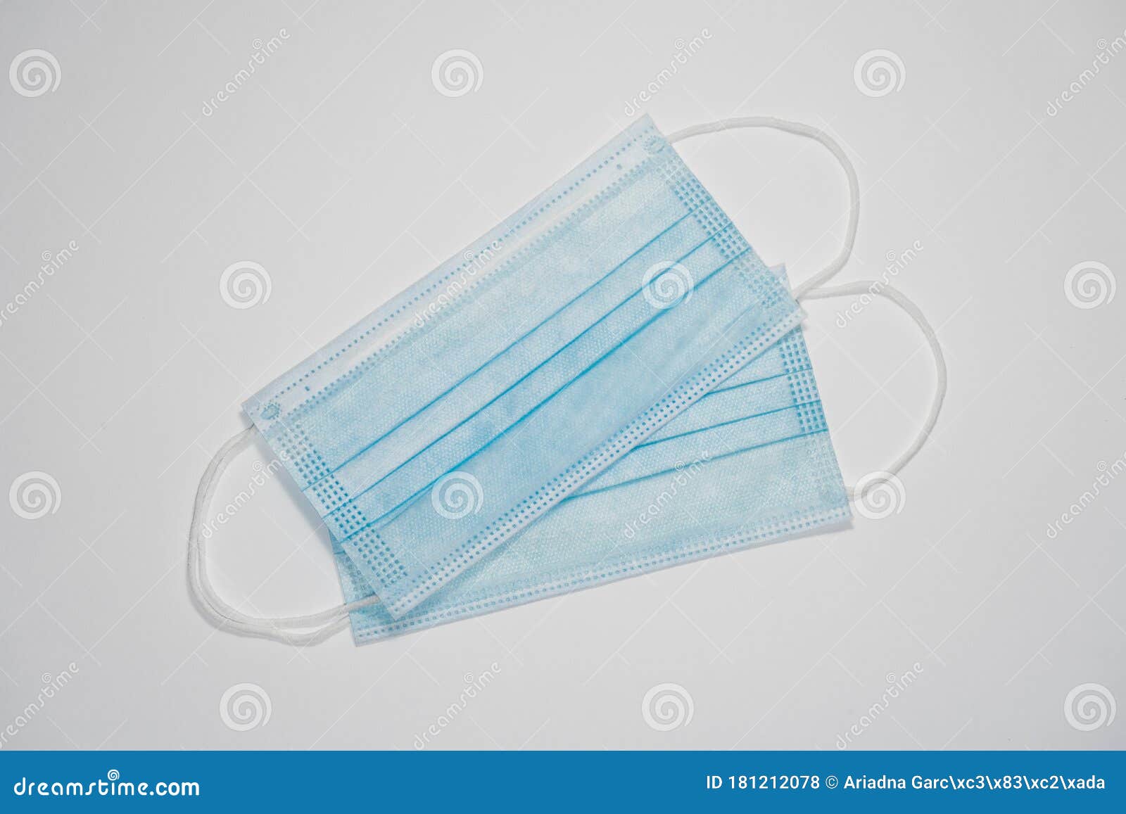 two face masks for virus protection on white background