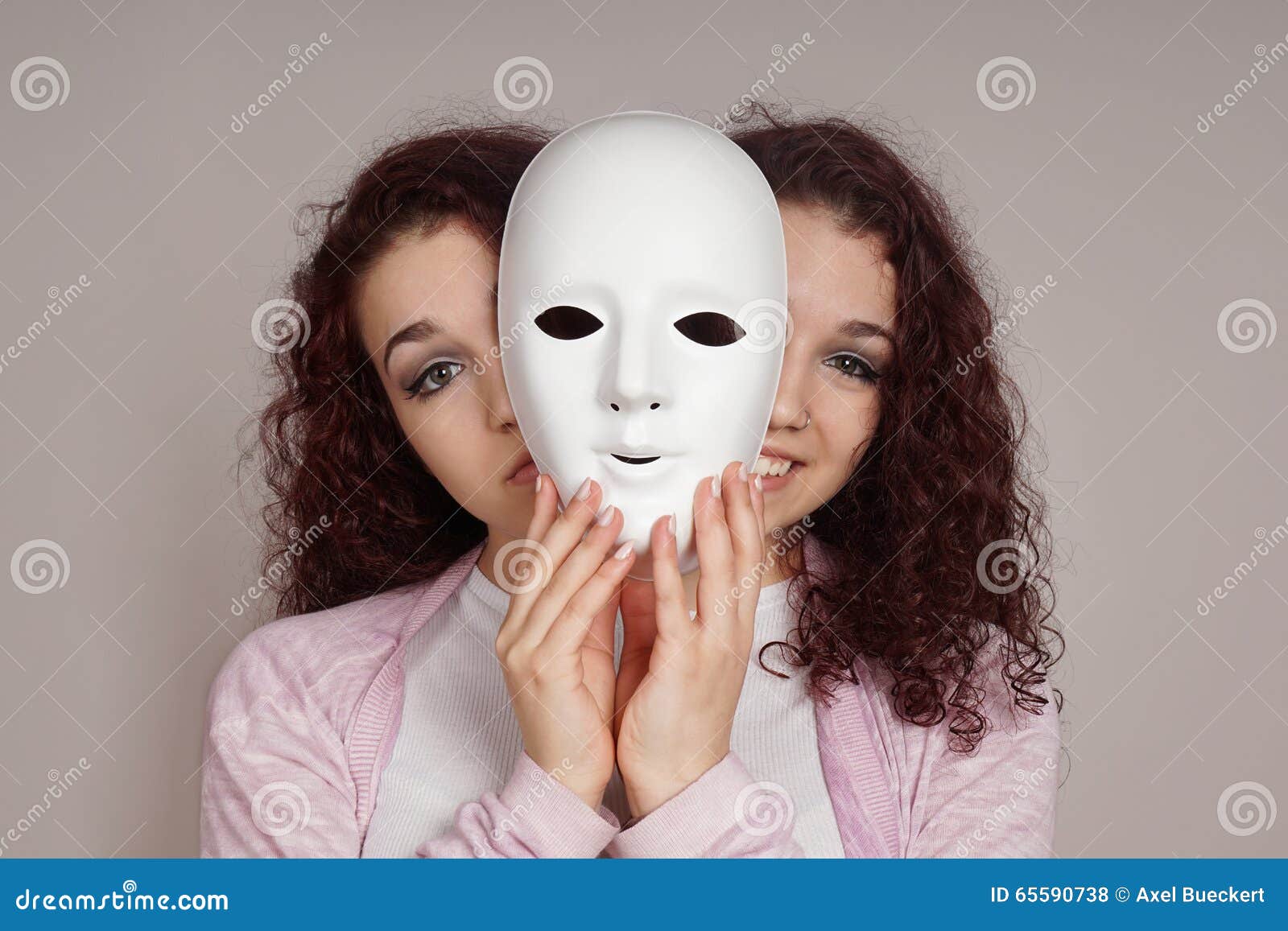 two-faced woman manic depression concept