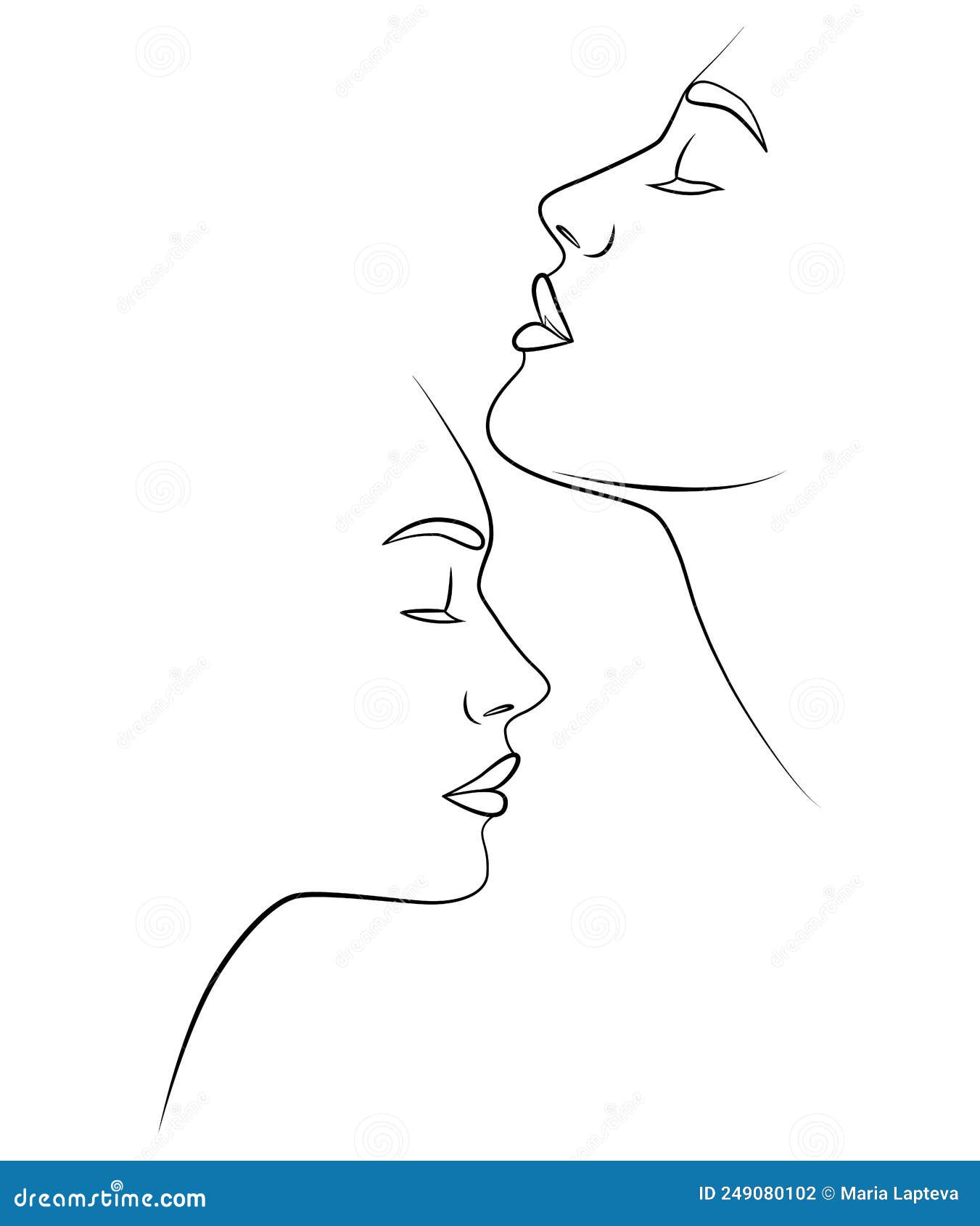 Two Faces One Line. Fashionable Drawing. Vector Image. Stock Vector