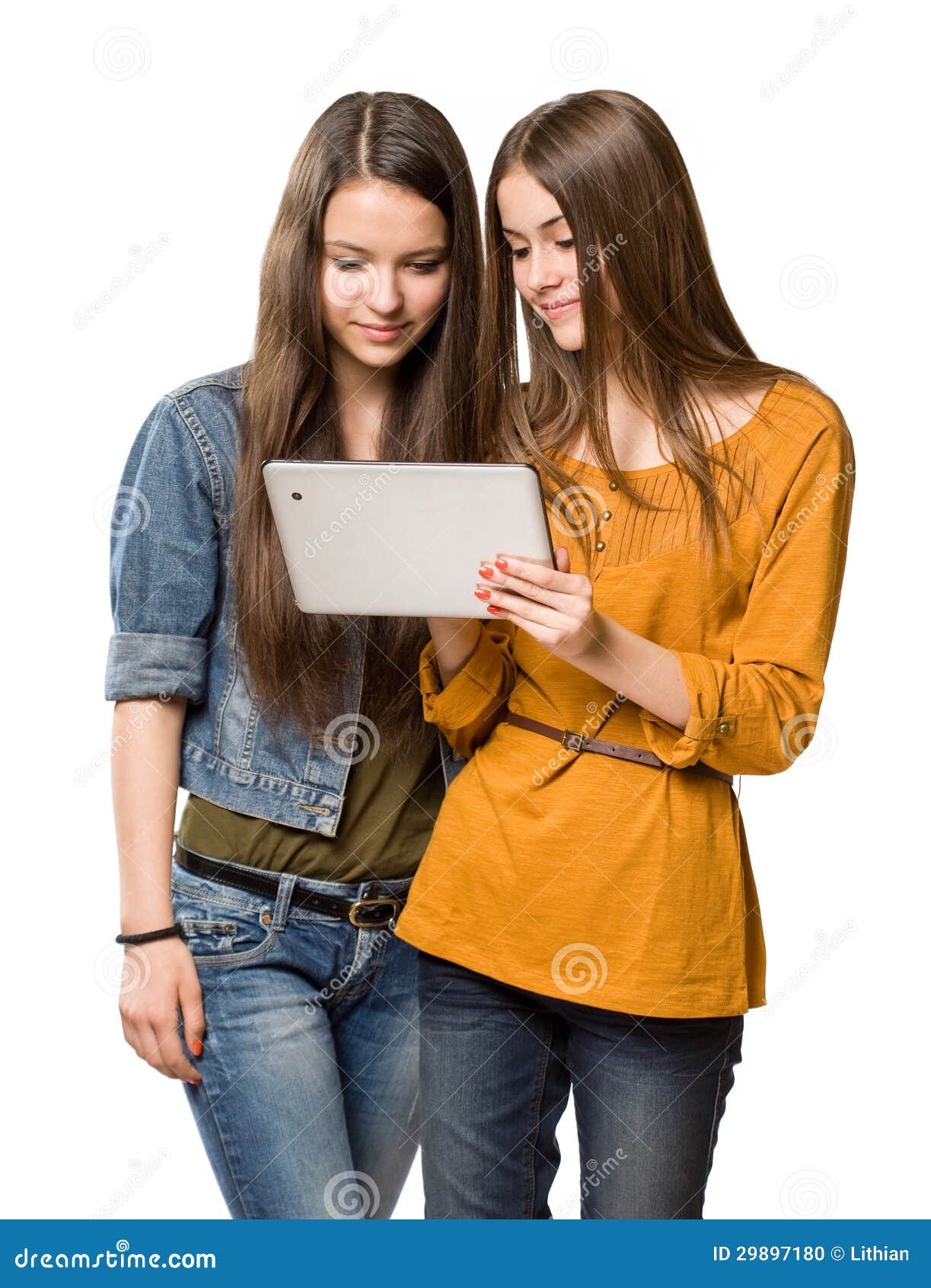 Teenagers Having Fun with a Tablet Computer. Stock Photo - Image of ...