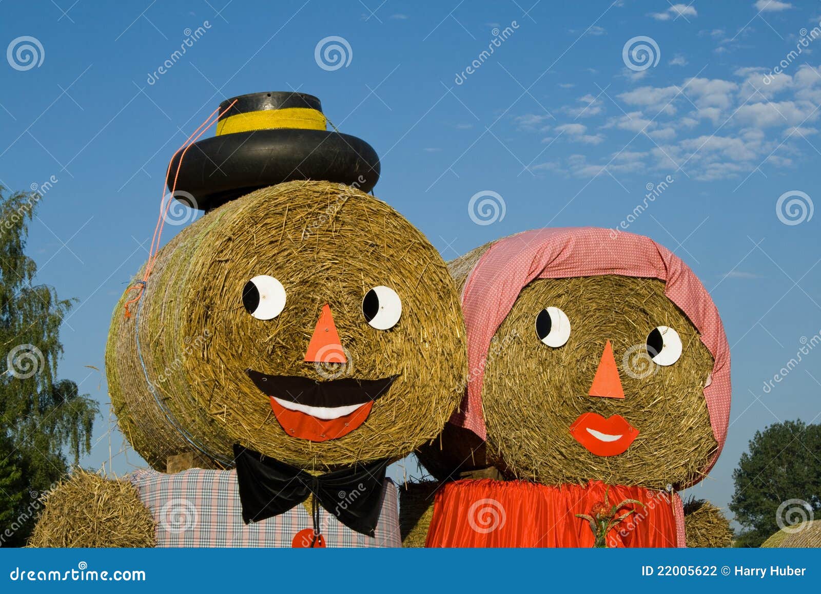 Two Figures Made Out of Straw Bales Stock Photo Image of land, straw