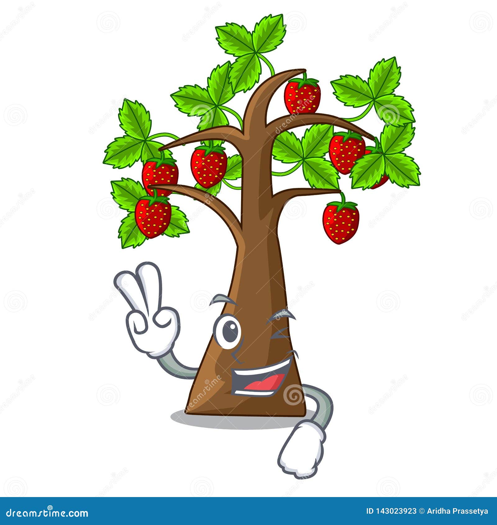 Two Finger Strawberry Tree in the Mascot Pots Stock Vector