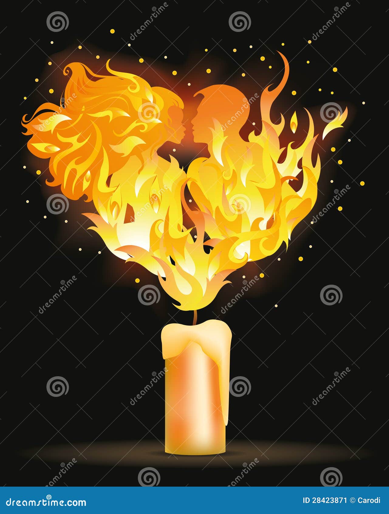 Two fire lovers kissing stock vector. Illustration of pain 28423871