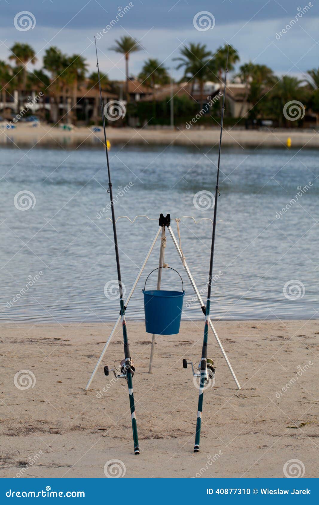 Two Fishing Rods at the Beach Stock Photo Image of fishing, ocean