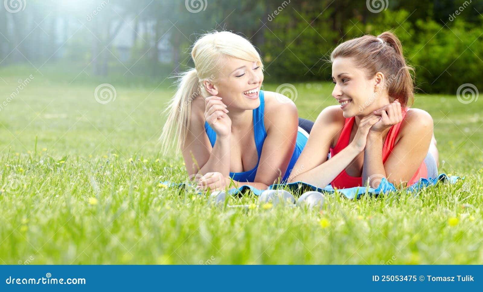 Two Fitness Girls Outdoor Stock Image Image Of Care 25053475