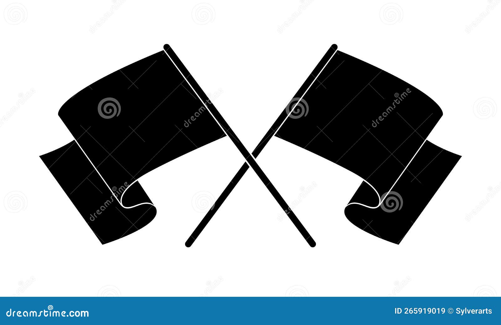 Two Flags Crossed Vector Simple Sign Isolated on White, Car Racing