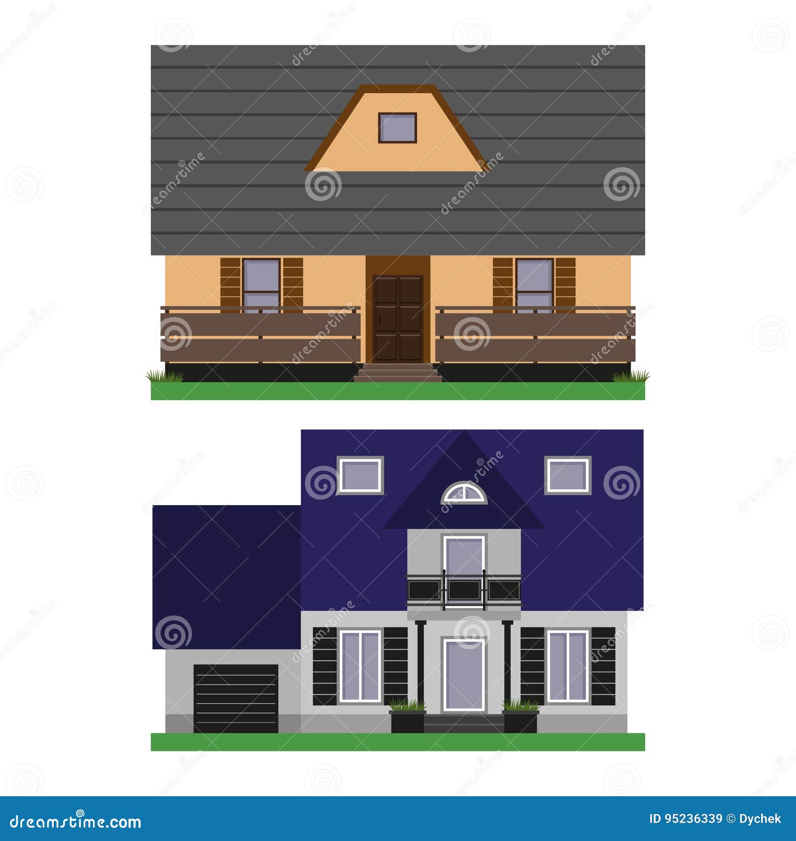Two flat house. stock vector. Illustration of house, people 95236339