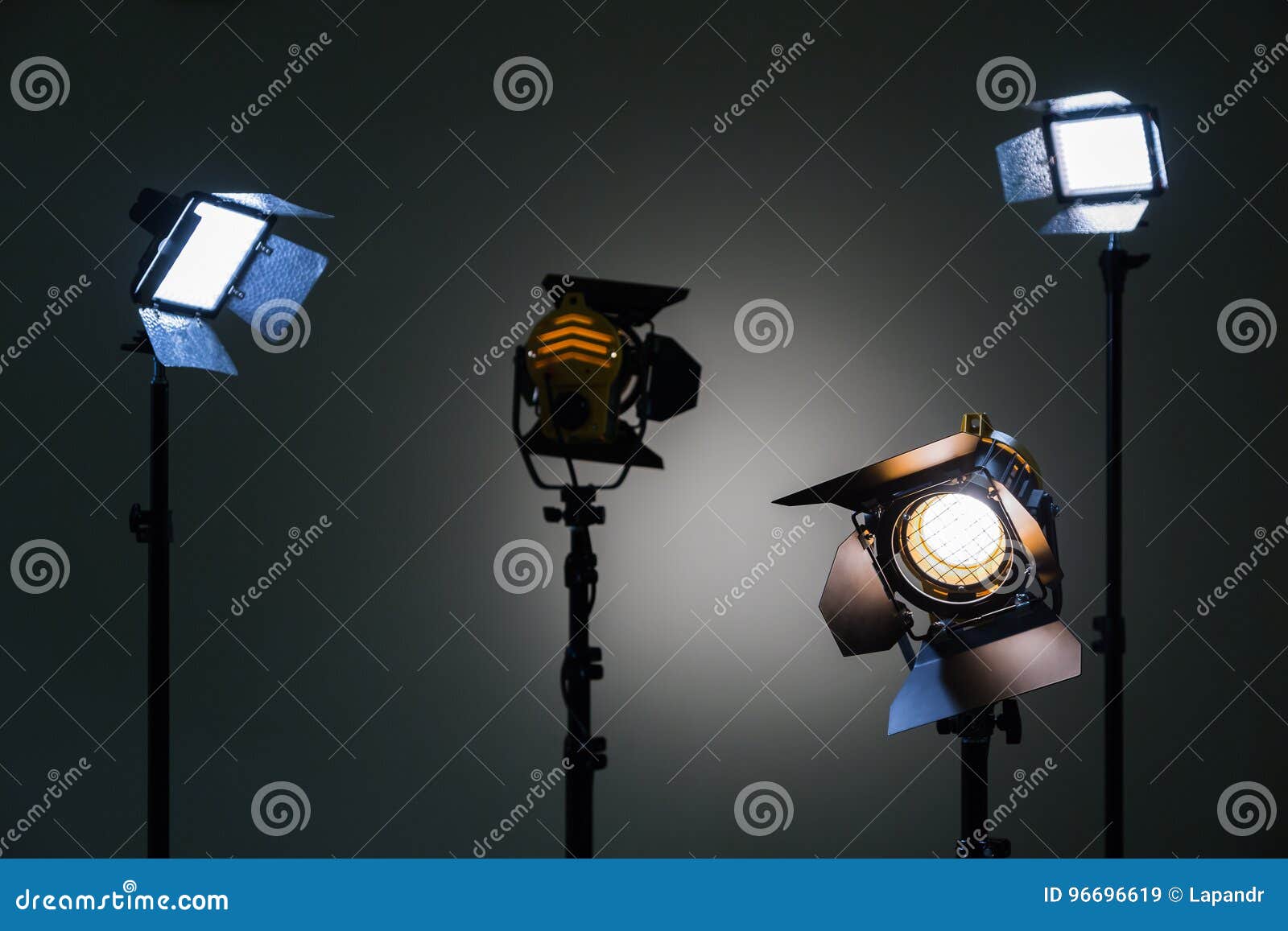 Two Floodlights with Halogen Lamps and Fresnel Lens and Two Led ...