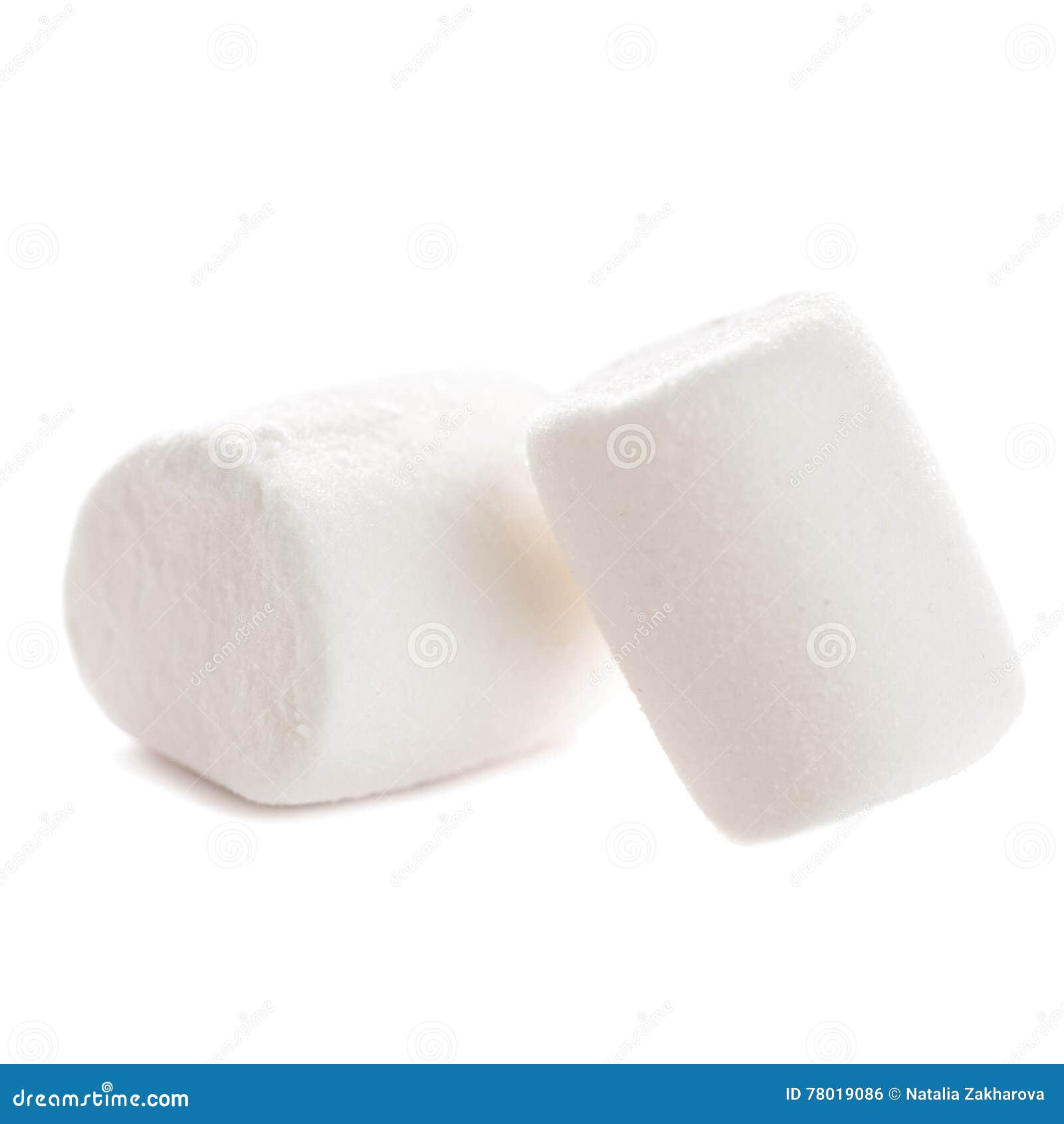 Two Fluffy White Marshmallow Macro Isolated Over White Backgrou Stock