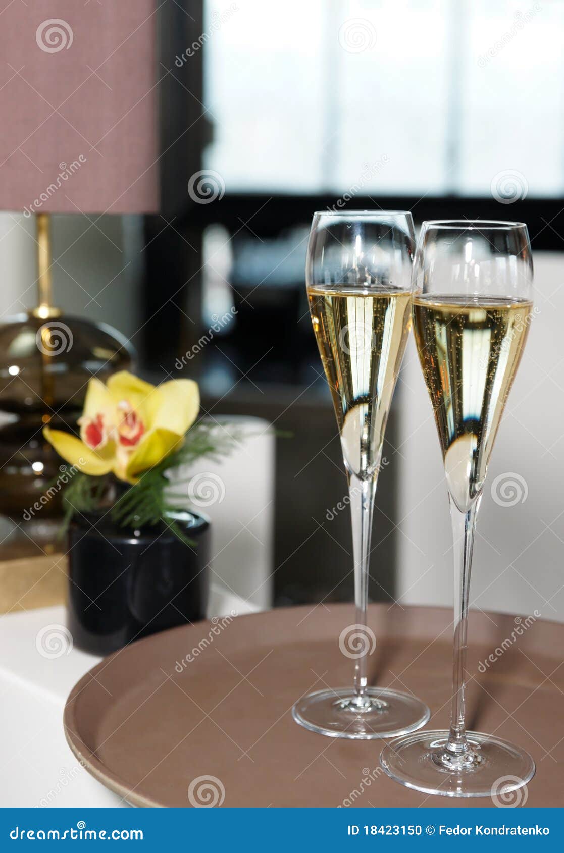 Two Flutes of Champagne on Restaurant Table Stock Photo Image of interior, place 18423150