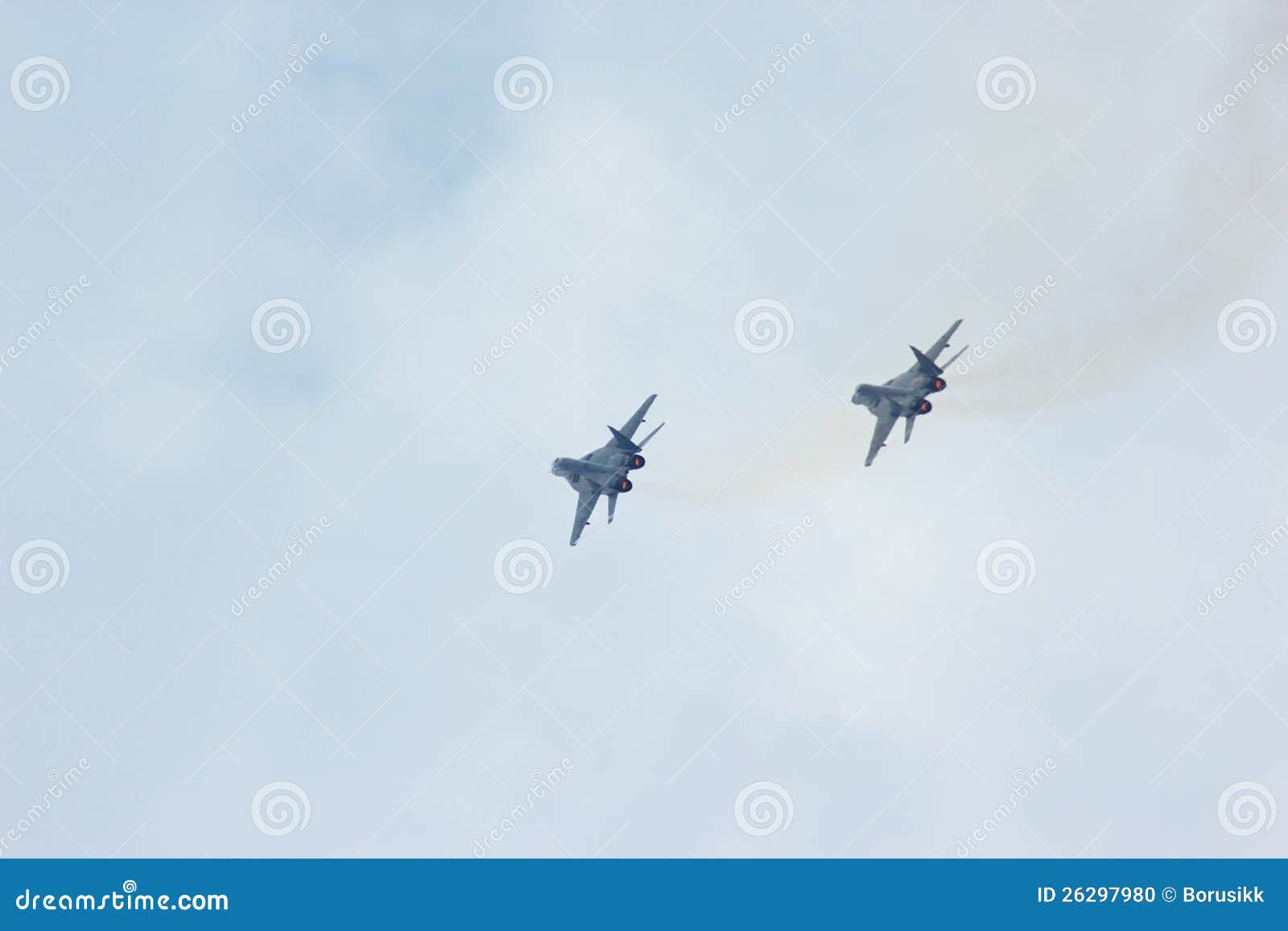 Two Flying Russian Military Jet Fighter MIG-29 Stock Photo - Image of ...