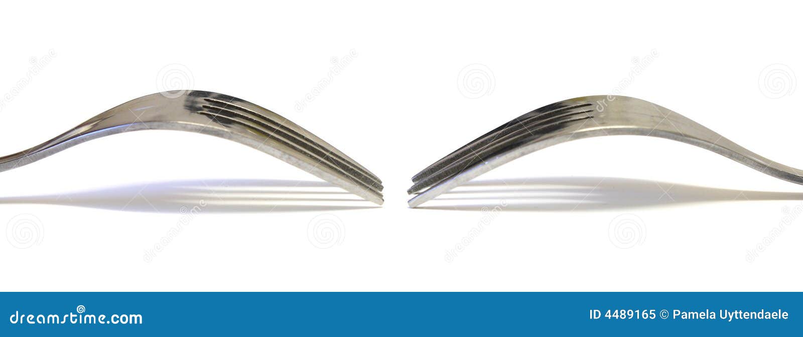Two Forks Facing Each Other on White Stock Image Image of symmetry