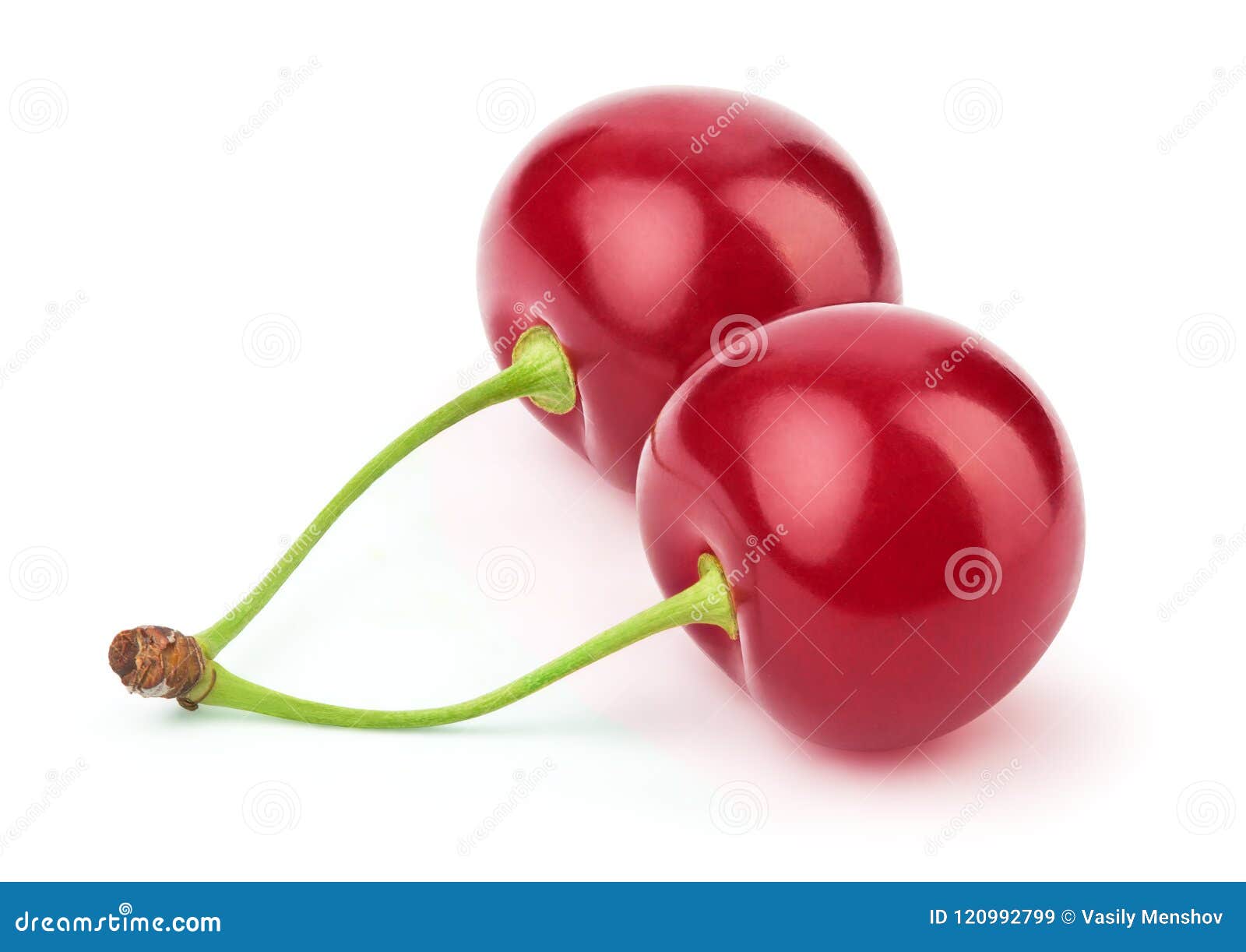 Two Fresh Cherries Isolated on White Stock Image - Image of cherry ...
