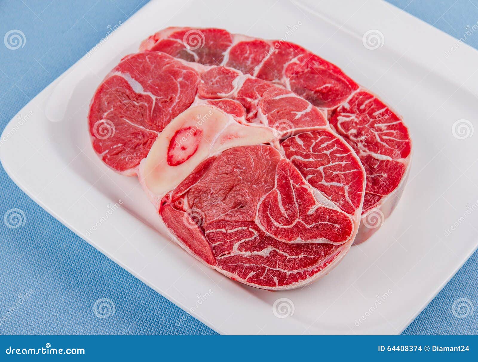 Two Fresh Veal Shank Meat on White Plate Stock Photo Image of eating