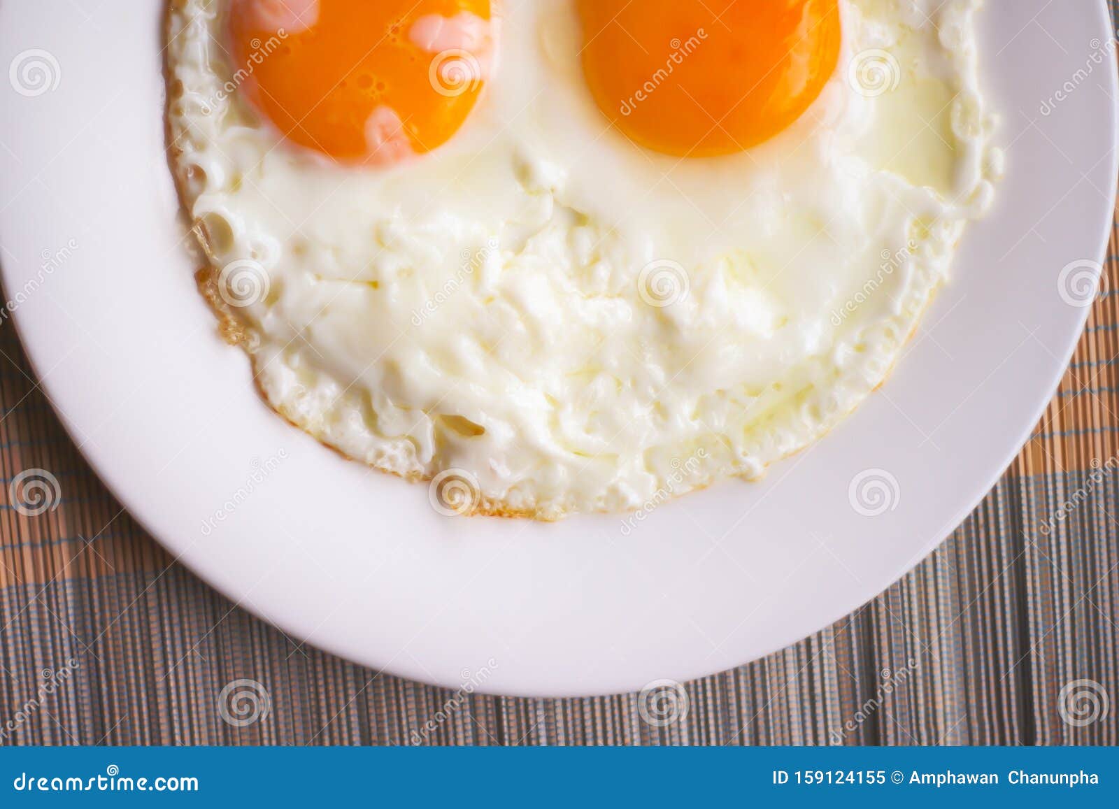 Two Fried Egg on White Plate Background Stock Image Image of fresh, liquid 159124155