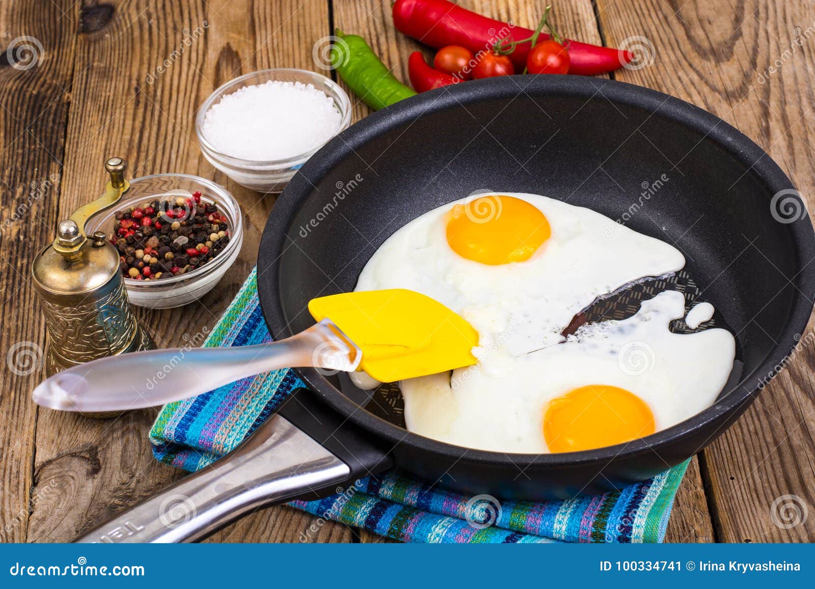 Two Fried Eggs for Breakfast in Frying Pan Stock Image Image of diet