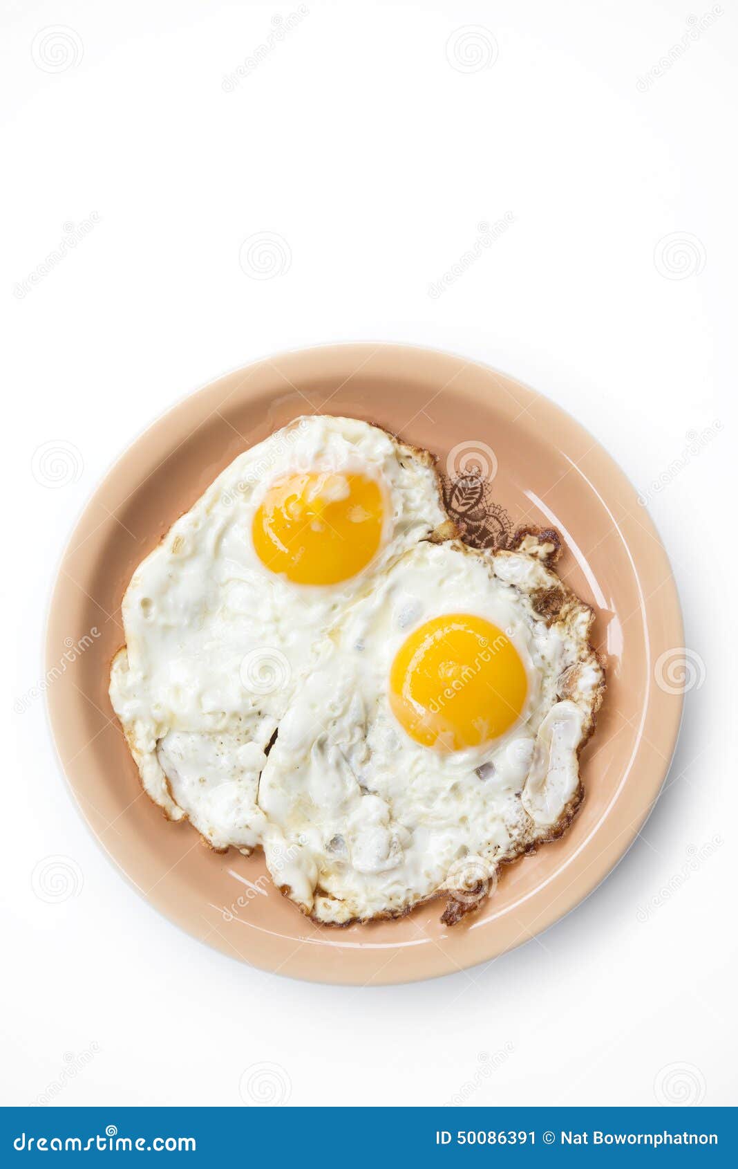 Two Fried Eggs in Reddish Yellow Plate Stock Image Image of protein