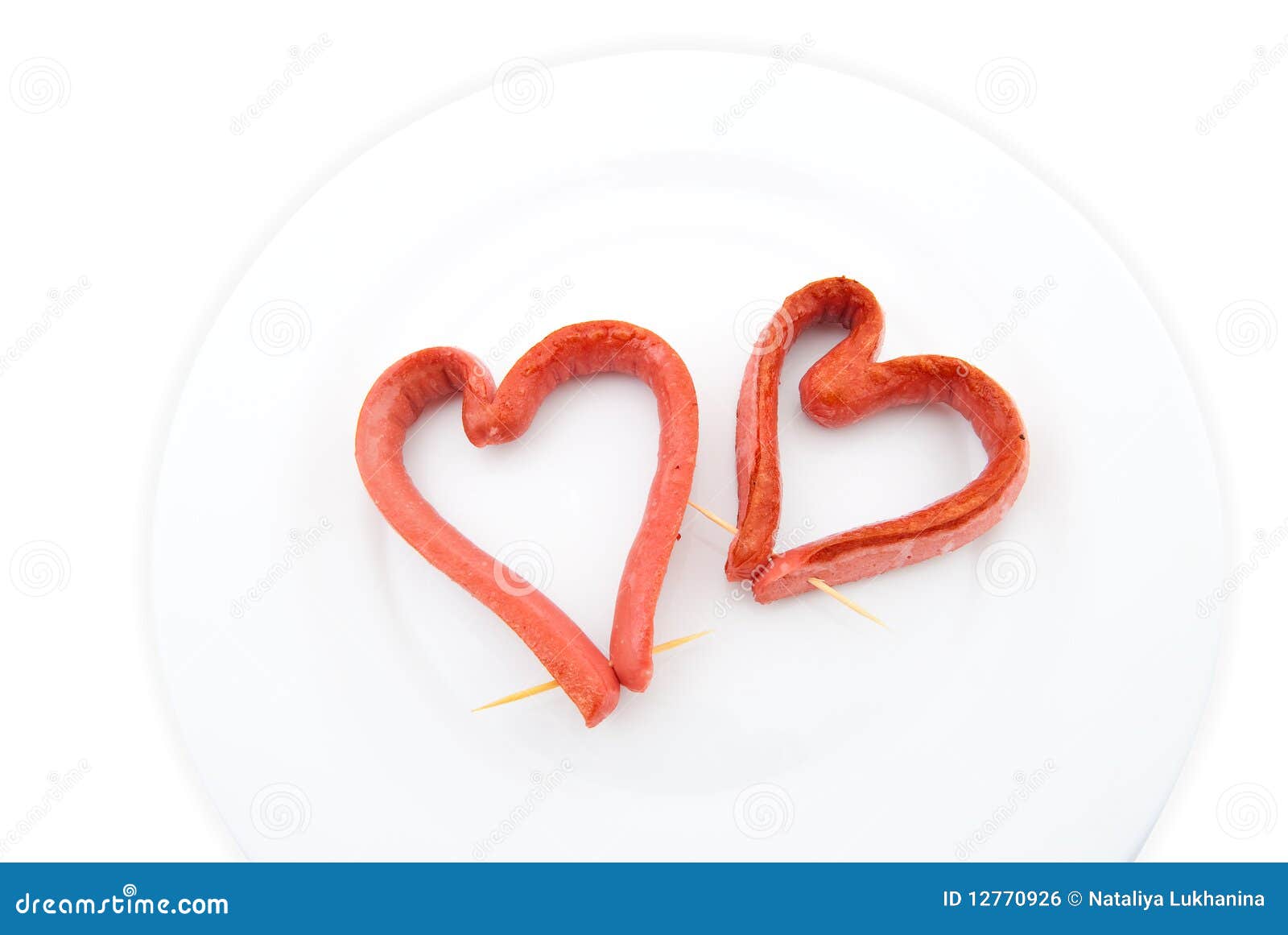 Two Fried Sausages in the Form of Heart Stock Photo Image of