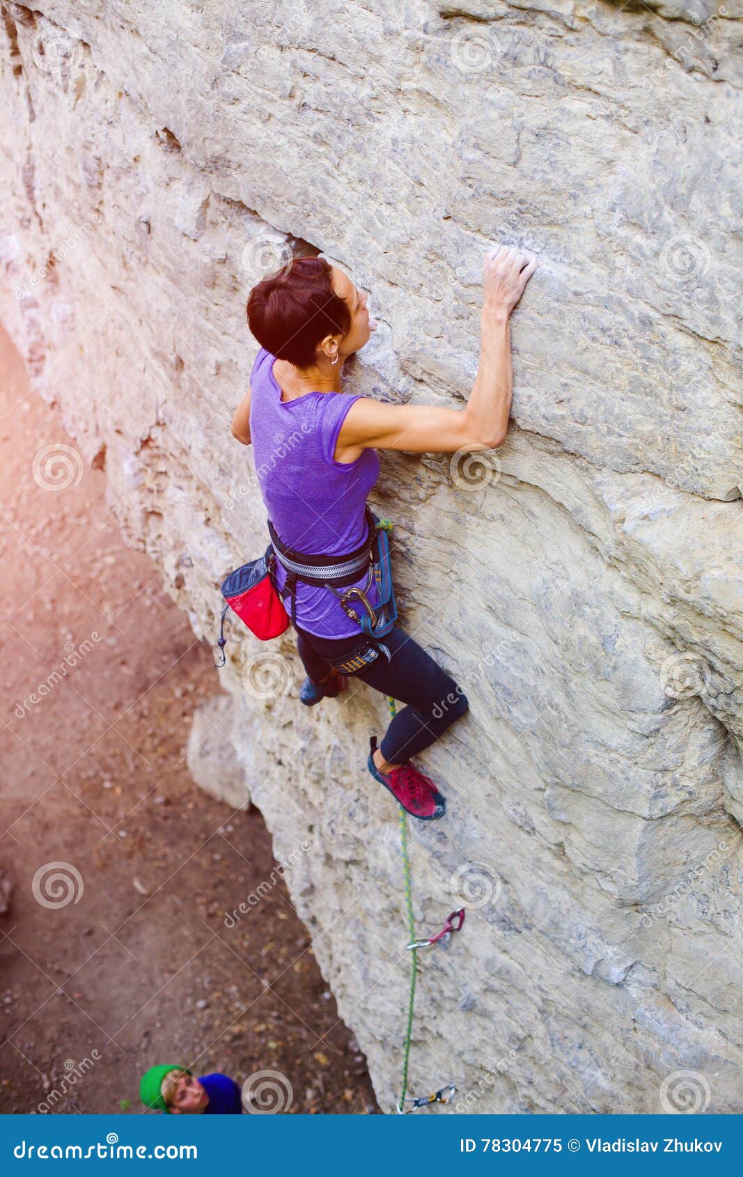 Two Friends Have Been Climbing on the Rocks. Stock Image Image of
