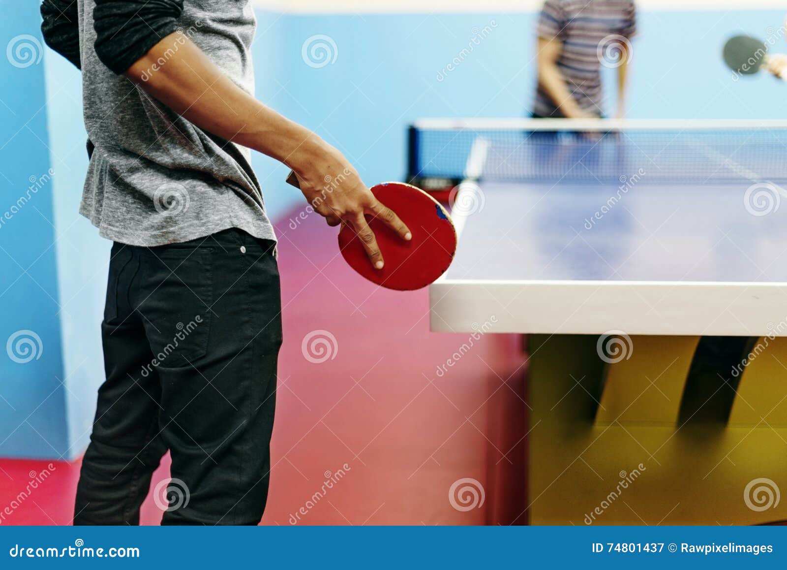 Two Friends Playing Table Tennis Concept Stock Image Image of