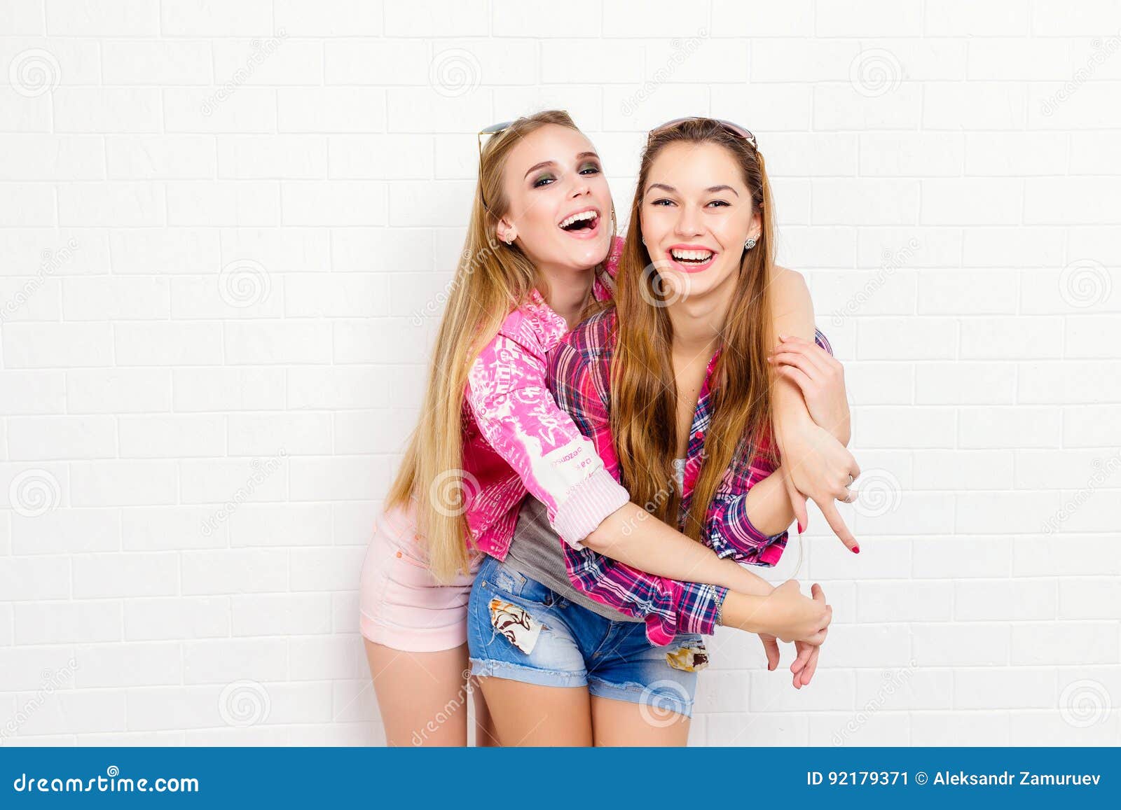 Bright Stylish Lifestyle Urban Portrait of Two Pretty Best Friends Girls  Posing Stock Image - Image of cheerful, lifestyle: 63311597