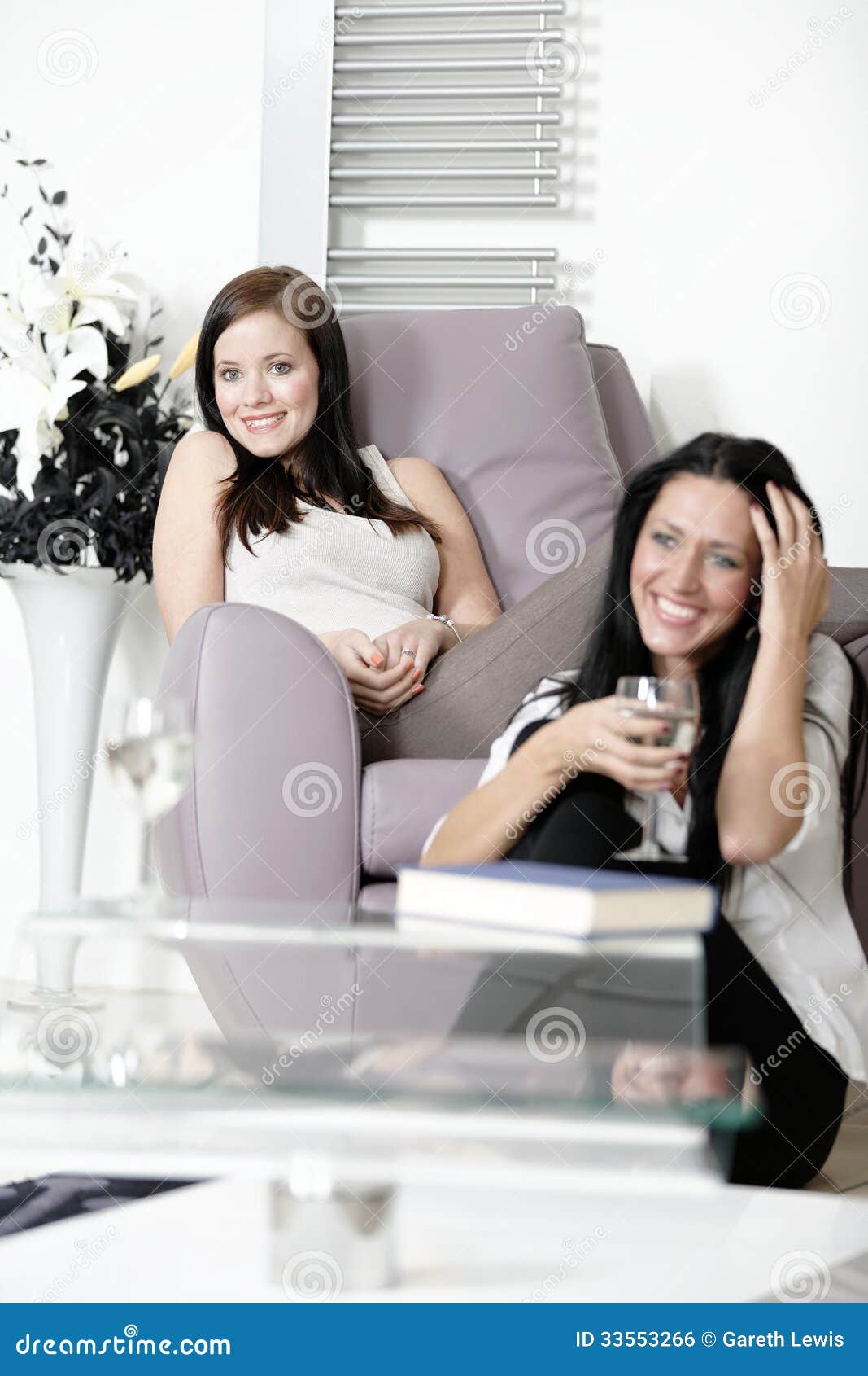 Two Friends Watching Television Stock Photo - Image of drink, relaxing ...