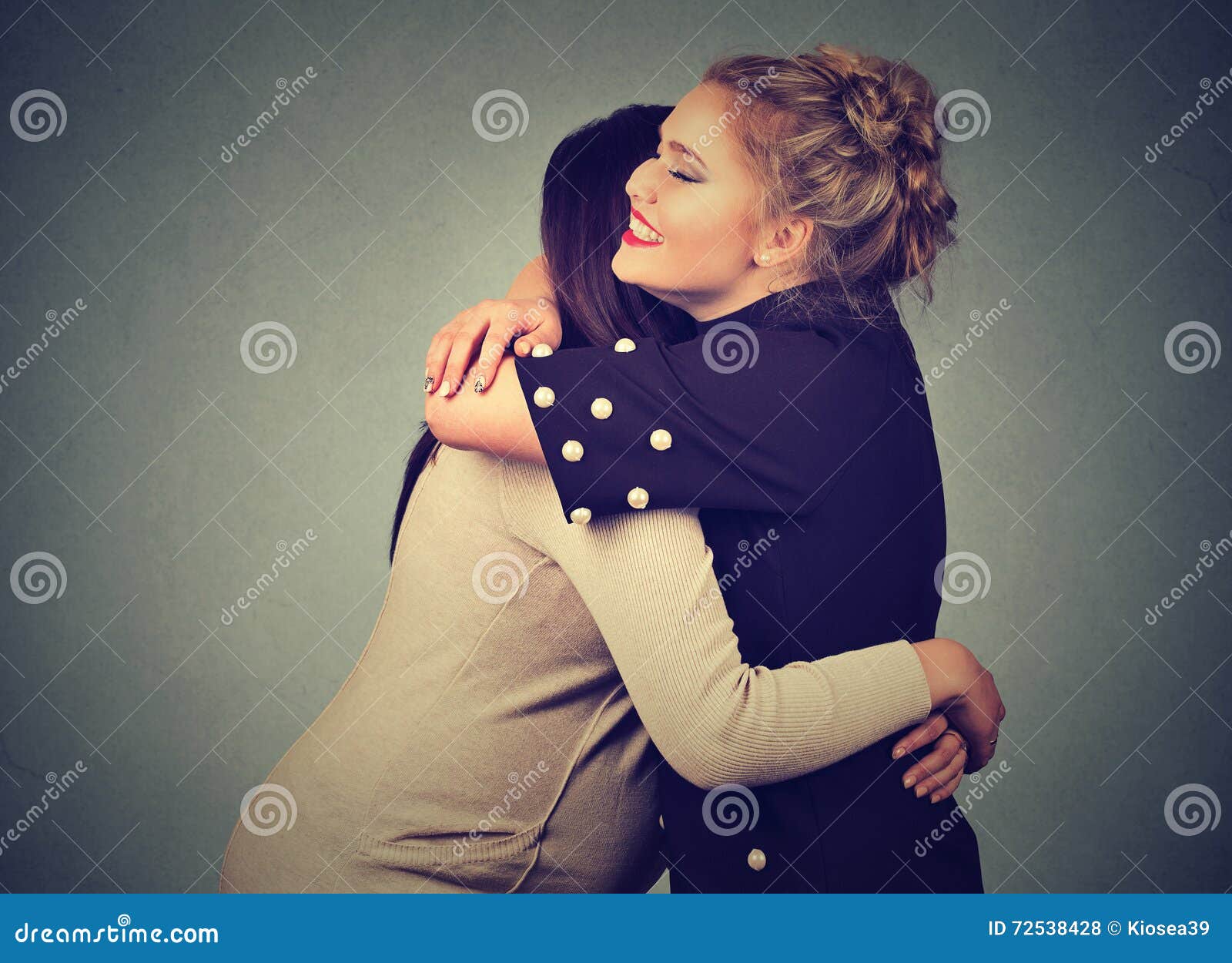 two friends women hugging
