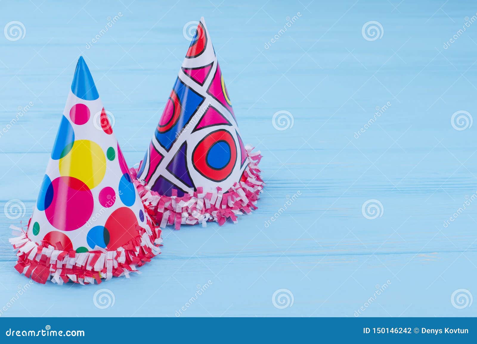 Two Funny Party Hats with Copy Space. Stock Photo - Image of background,  colorful: 150146242