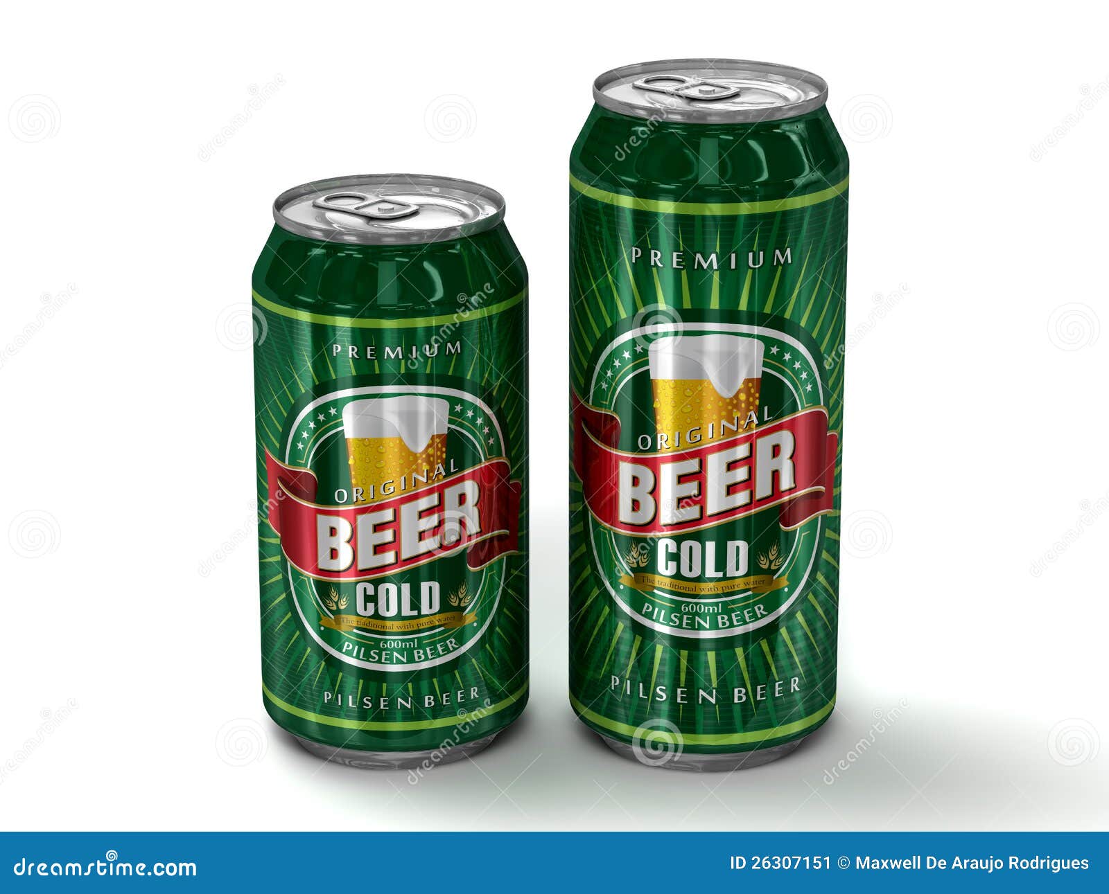 Two generic beer cans stock illustration. Illustration of cutout 26307151