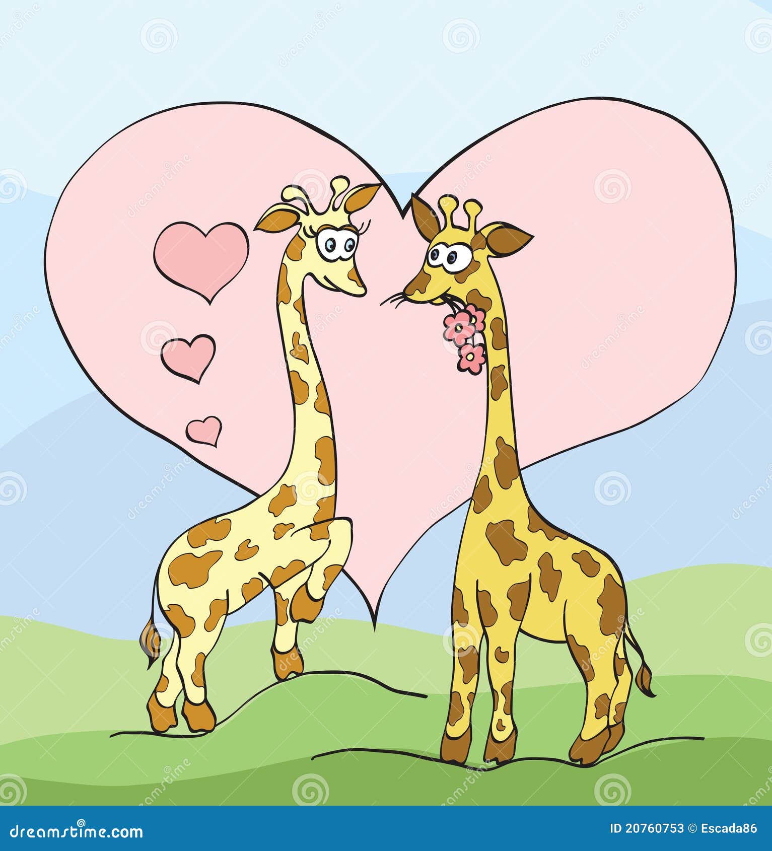 two giraffes with hearts