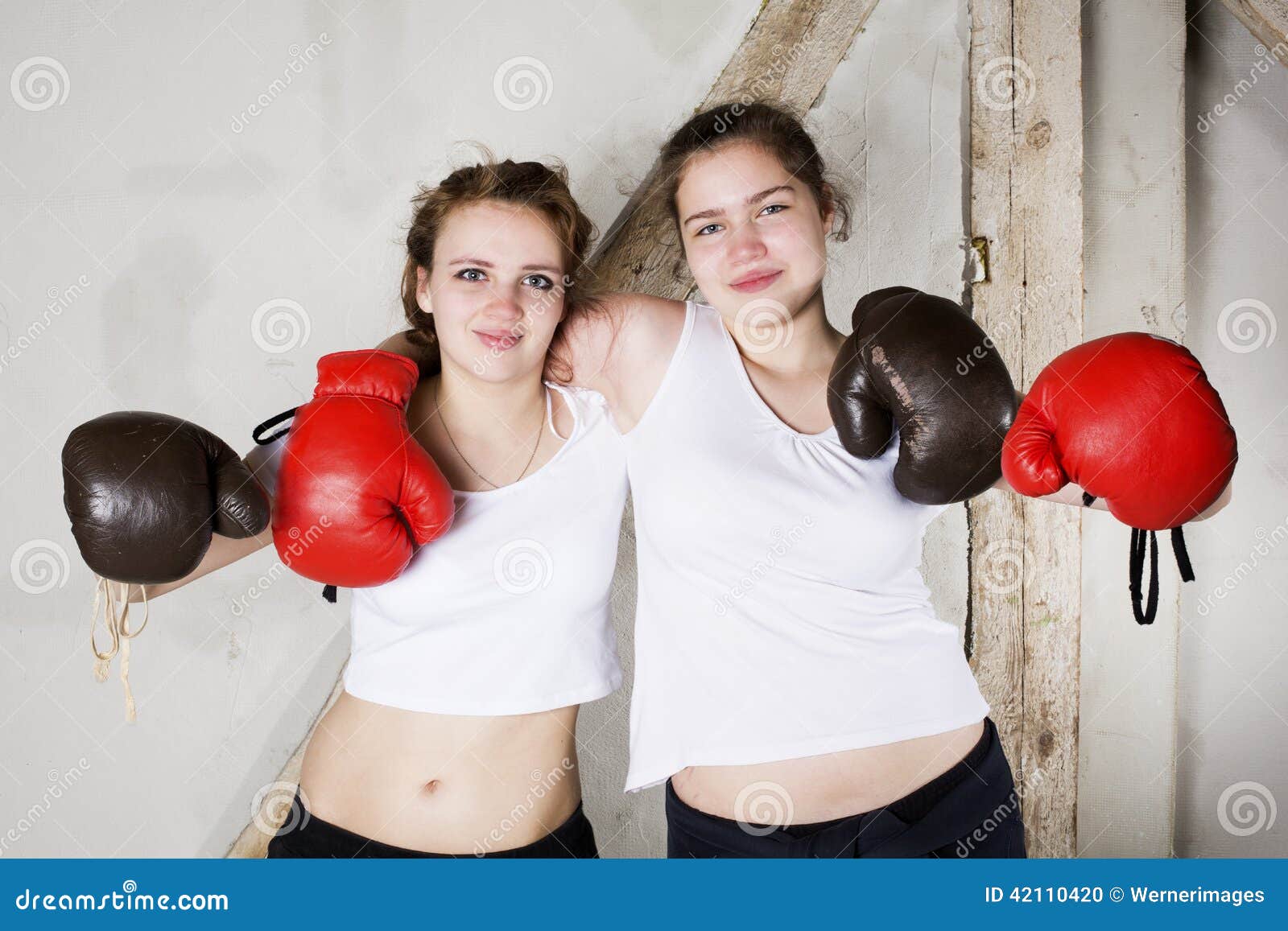 Two girls as boxers stock photo. Image of friendship 42110420