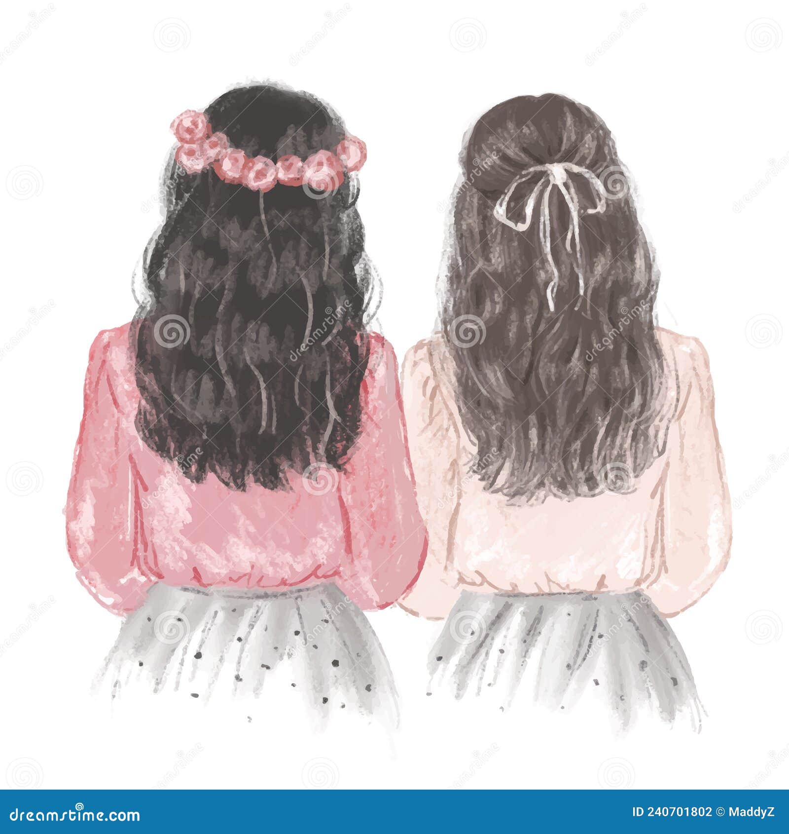 Premium Vector  Two girls best friends in christmas hand drawn illustration