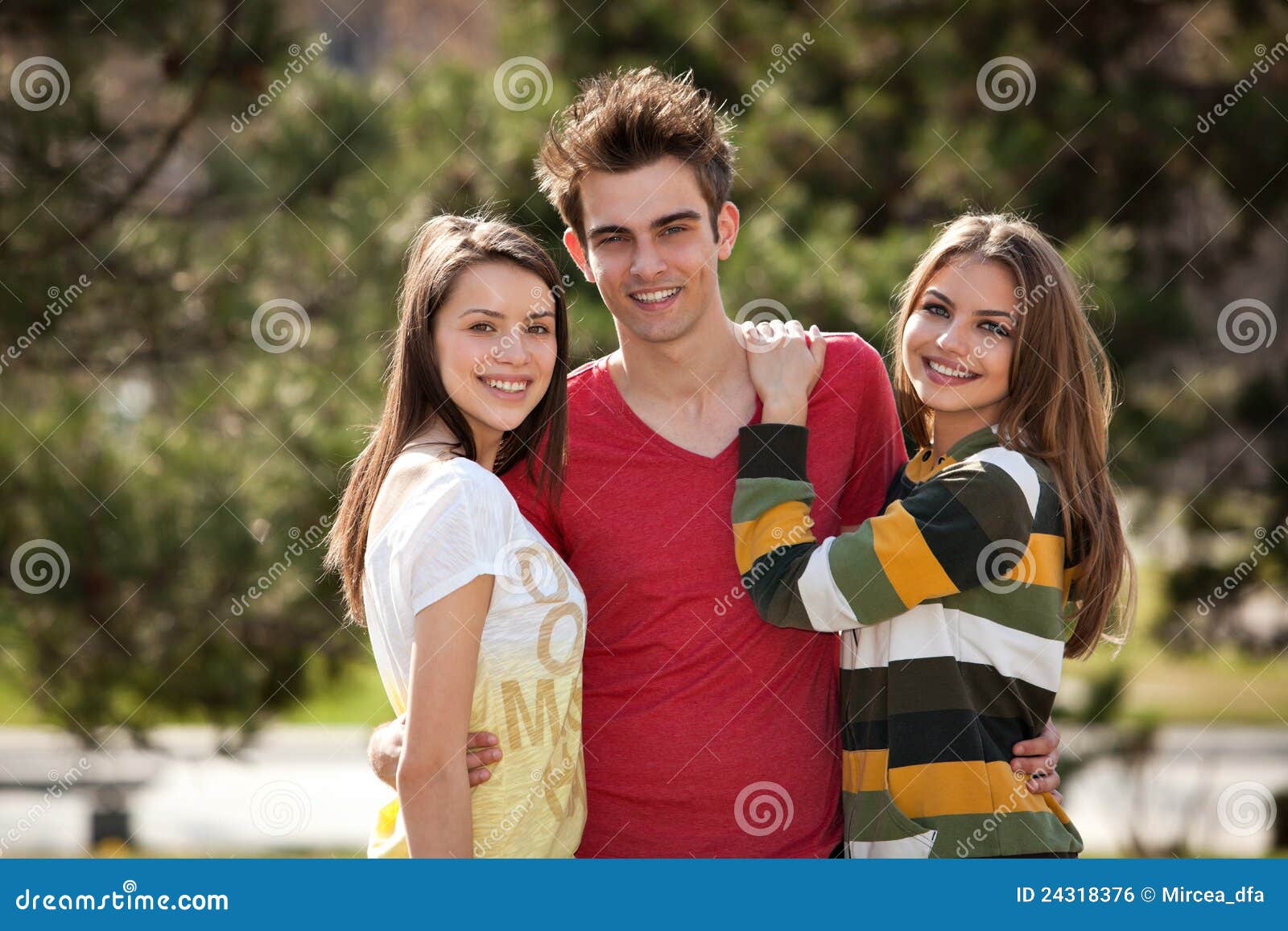 Two Girls And A Boy Stock Photo Image Of Face Break 24318376