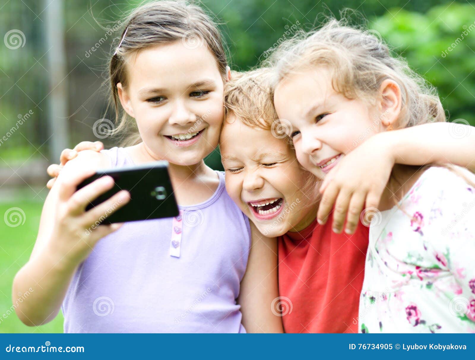 Two Girls and Boy Holding Face in Disbelief Stock Image - Image of ...