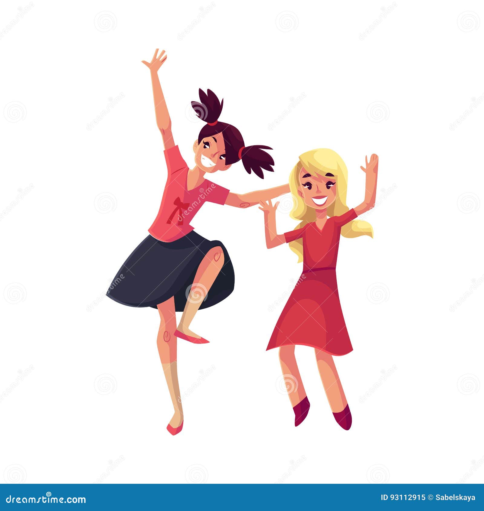 Two Girls Dancing at Party, Blue Dress, Teenager, Preschooler Stock Vector  - Illustration of cartoon, child: 93112915
