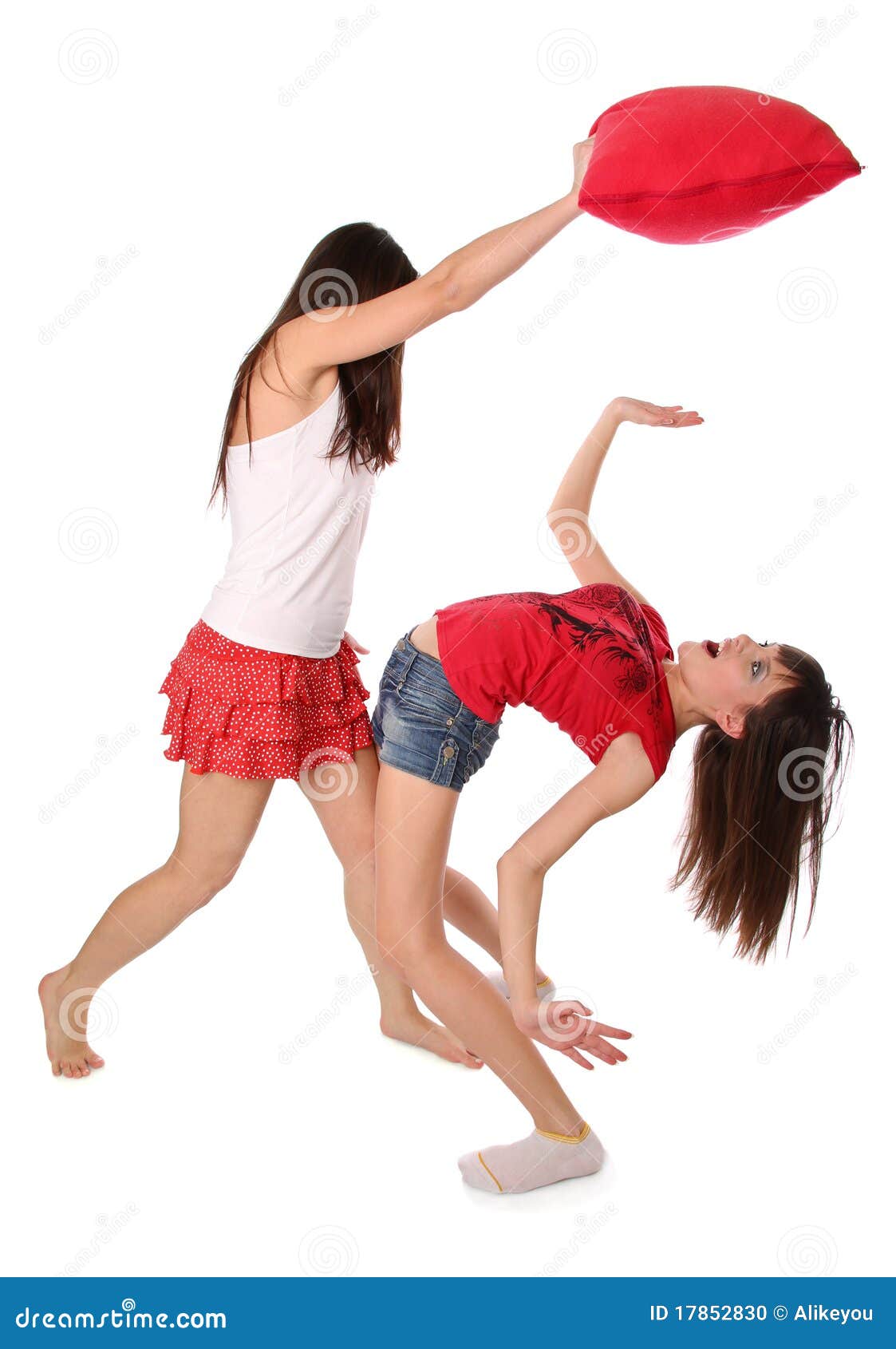 Two Girls Fighting On The Pillows Stock Photo Image 17852830