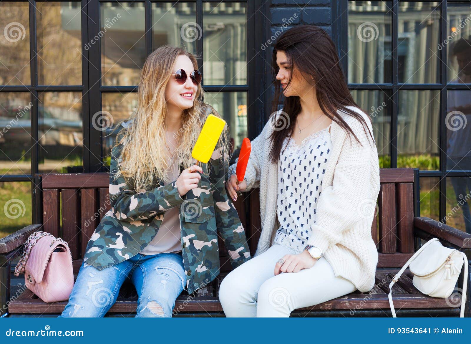 Two Girls Are Girlfriends Summer In Nature Writes Video To Camera In Her Hands Holds Bottle 