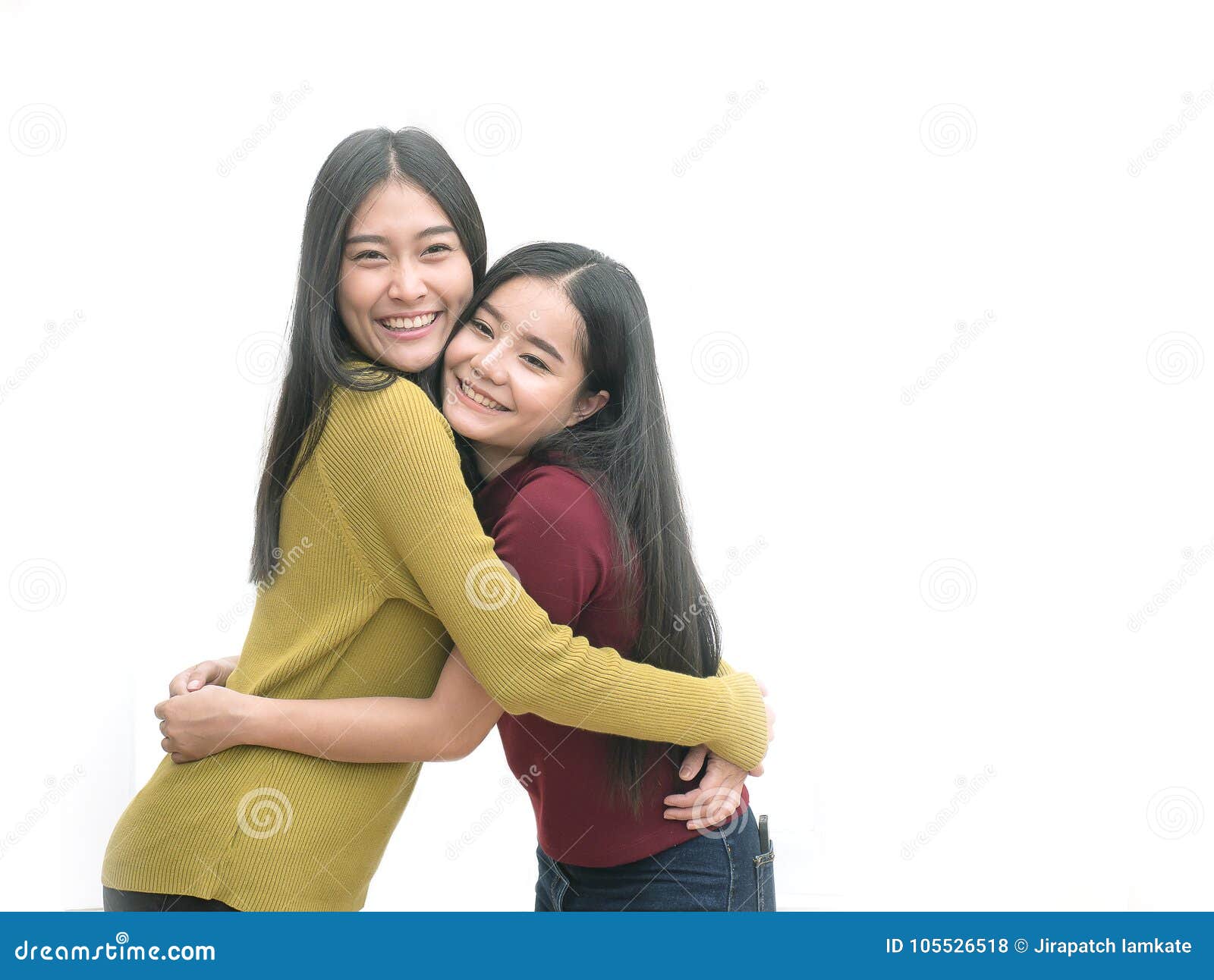 two girls hugging