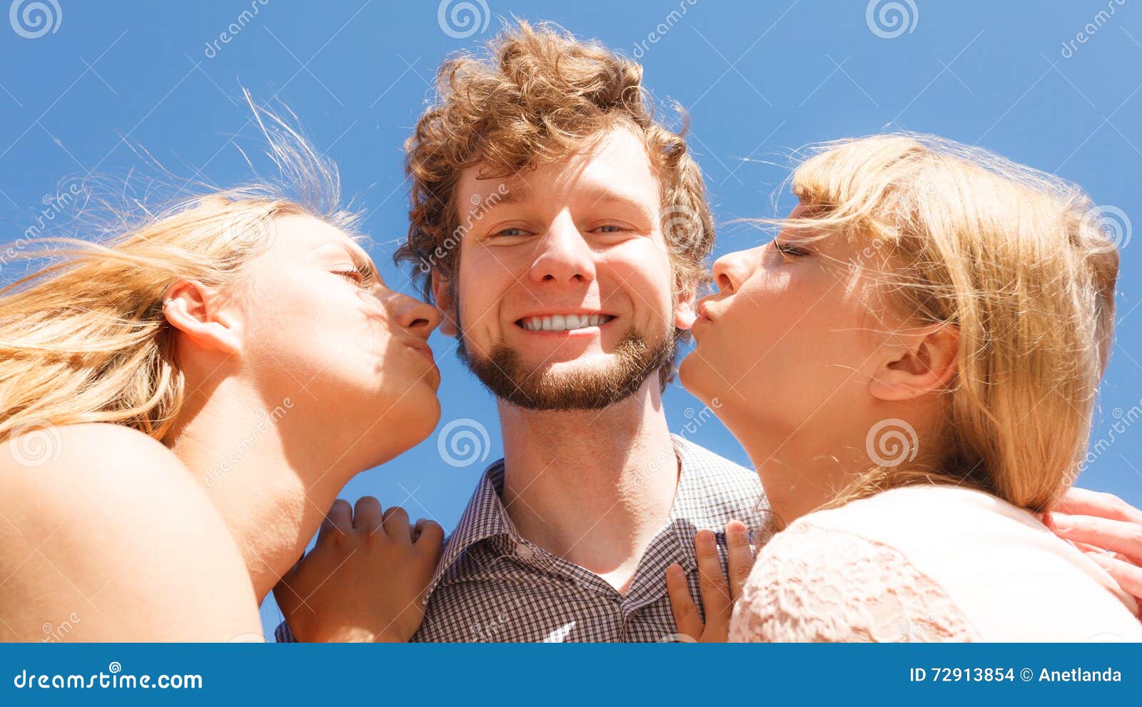 2 girls kissing 1 guy