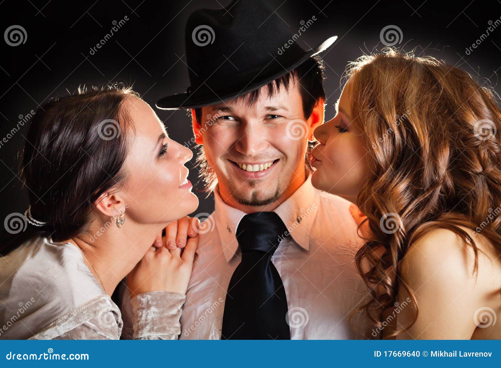 Two Girls And One Guy Stock Photo Image Of Women People