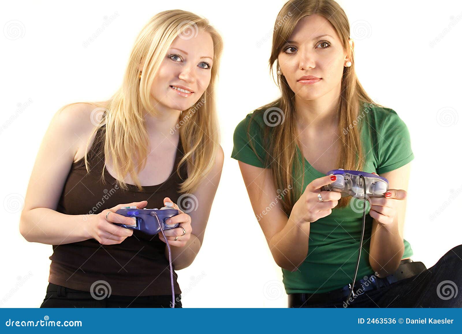 two girlfriends play