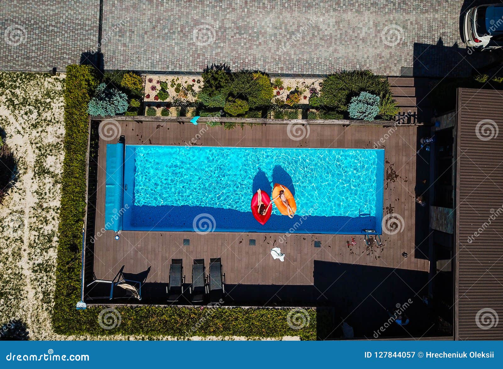 Two Girls Are Swimming In The Pool Stock Image Image Of Relaxation