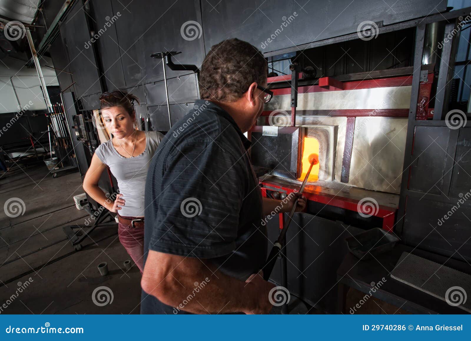 Glass Workers at Kiln stock photo. Image of object, industry 29740286