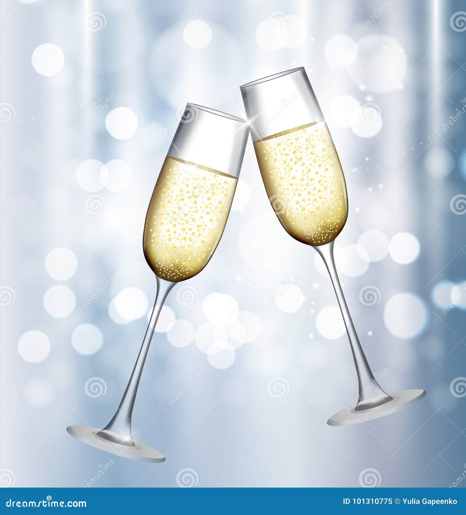 Download Two Glass Of Champagne On Glossy Background. Vector Illustration Stock Vector - Illustration of ...